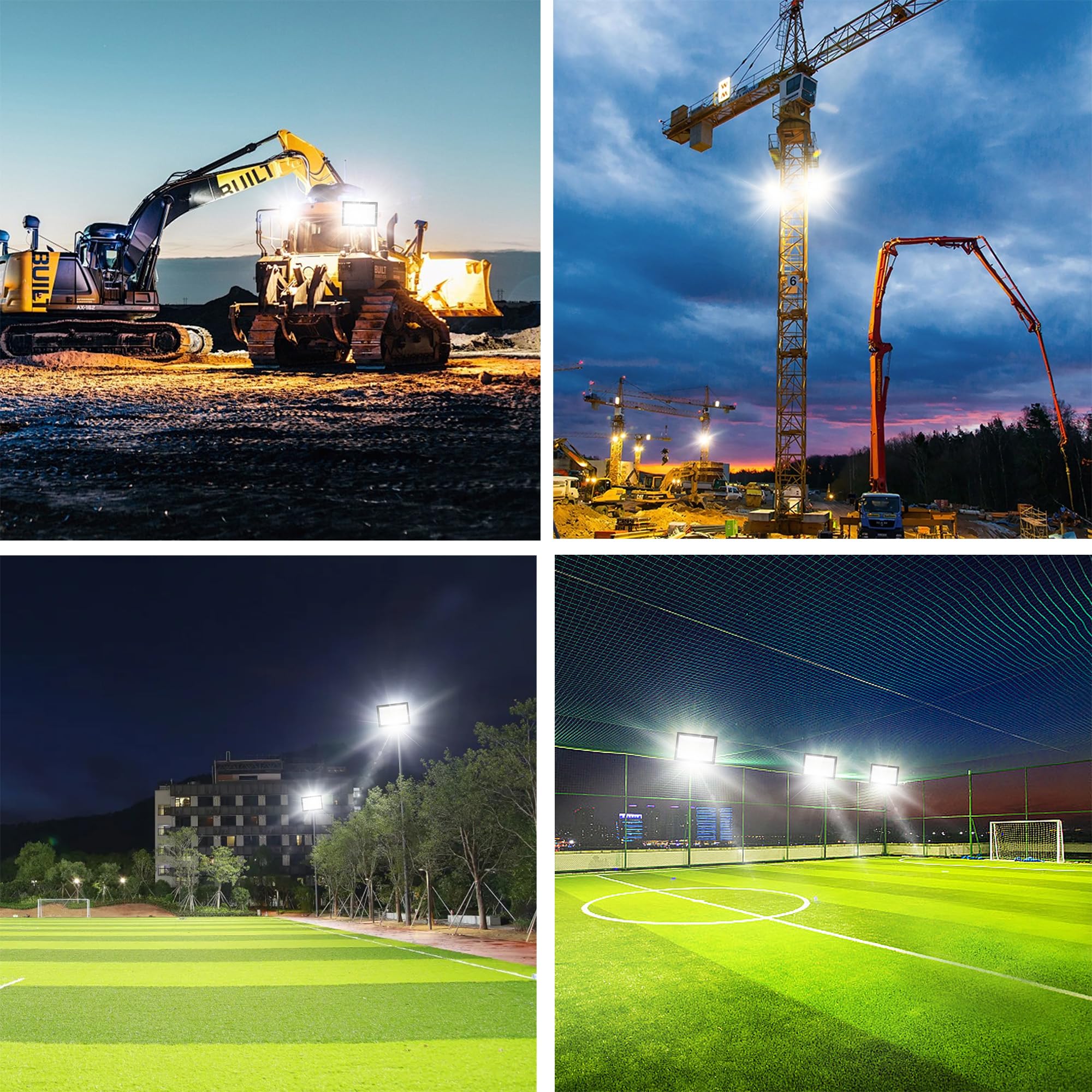 Gopretty 1000W LED Flood Light, 98000LM, IP66 Waterproof, 6000K Daylight, Black, Model PAD, Ideal for Stadiums, Backyards,