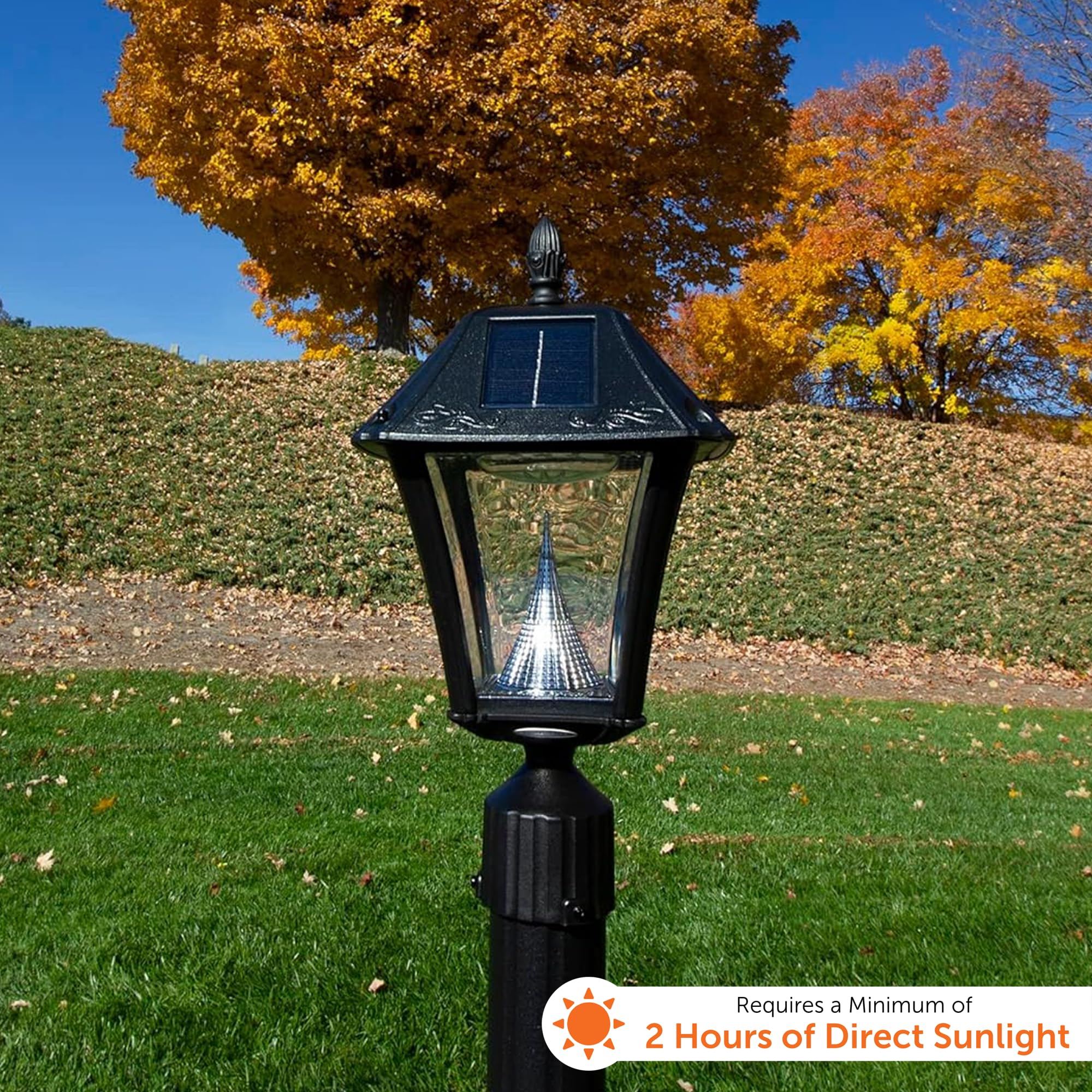 Gama Sonic Baytown II Outdoor Solar Light, Bright White LED, Lamp Only, Black, Model GS-105FPW-BW