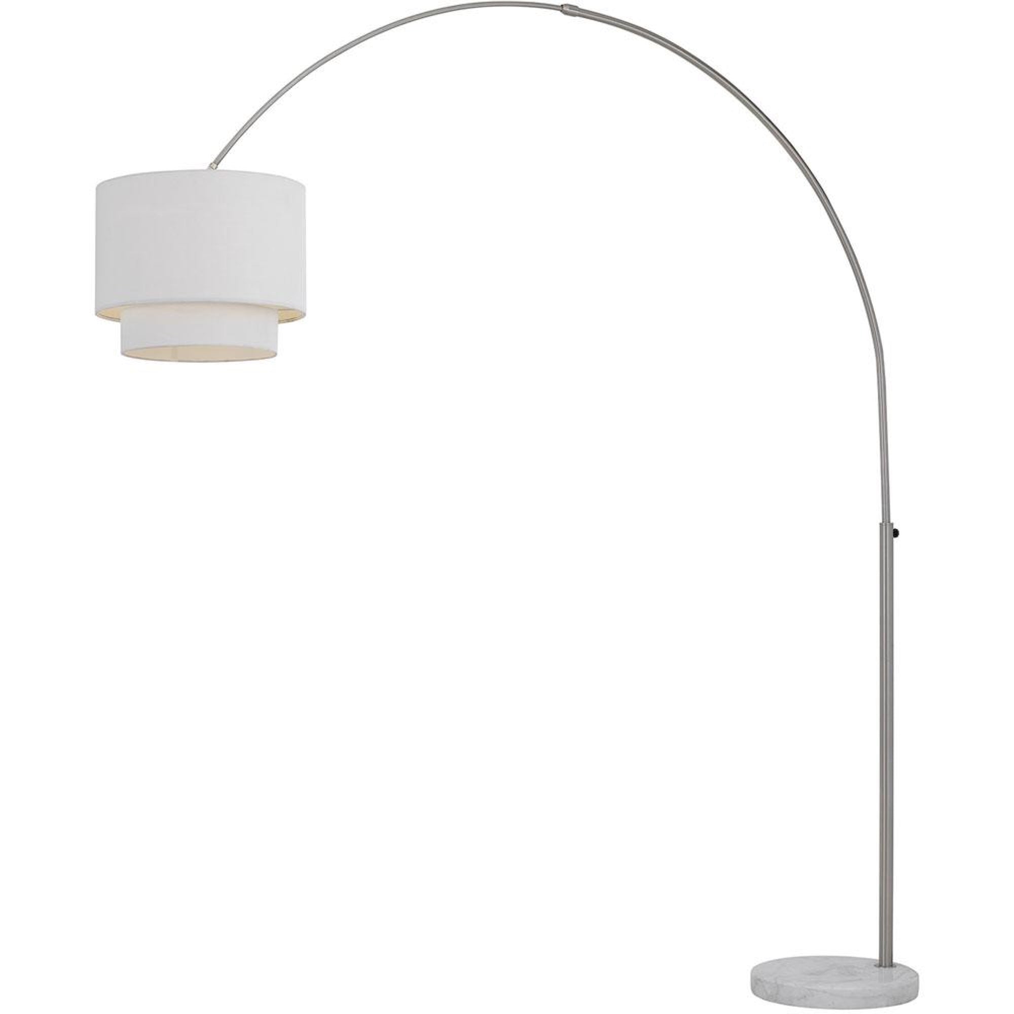Arched Floor Lamp w/ Fabric Shade, 67''-75''Wx75''-86''H, 16'' Base, 1-100W