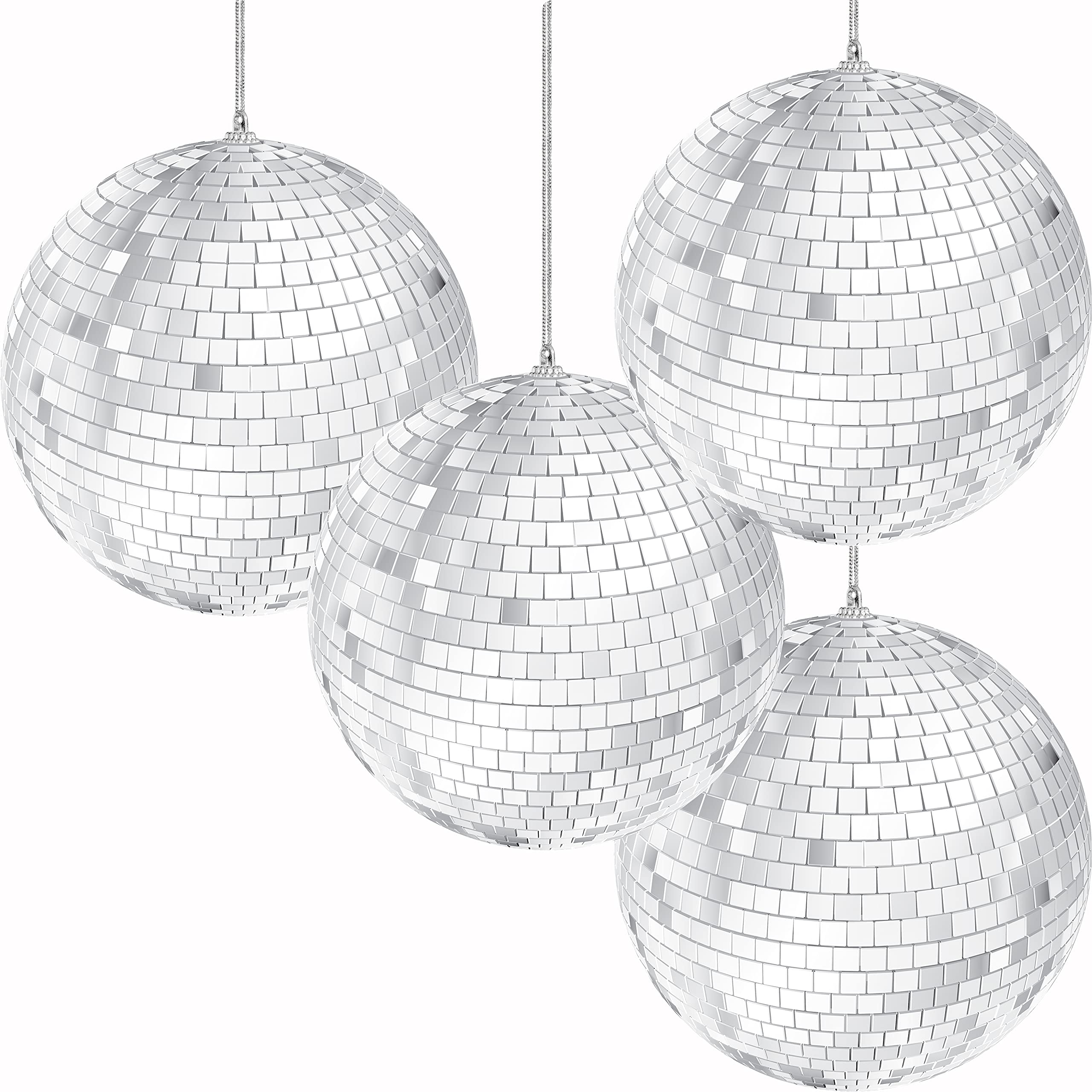 The Dreidel Company Mirror Disco Ball Variety, Silver Hanging Ball With Attached String For Ring, Reflects Light, Fun Party Home