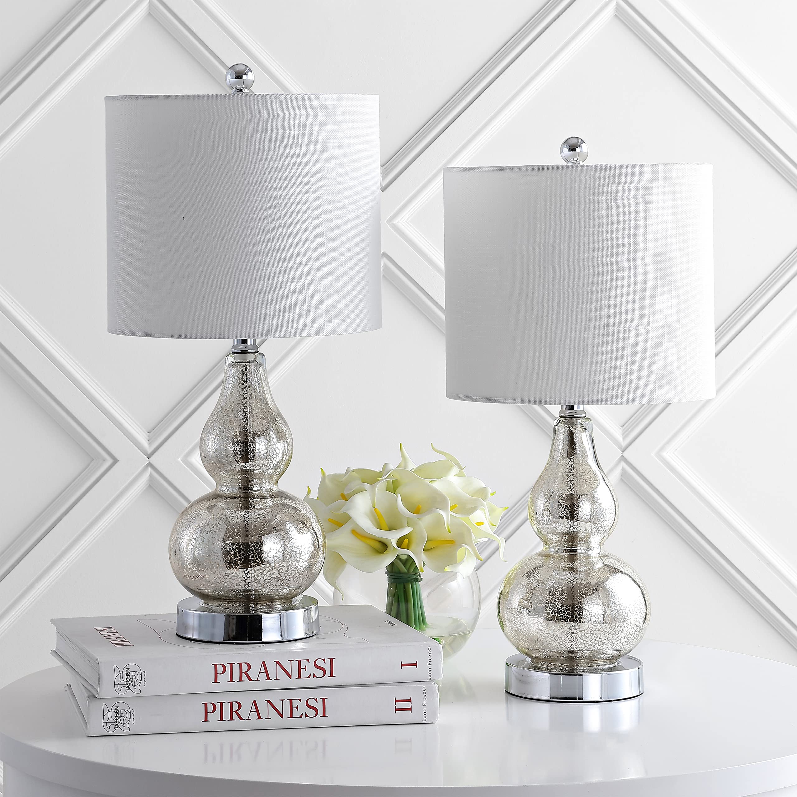 Jonathan Y Jyl1028C-Set2 Anya 20.5'' Mini Glass Lamp(Set Of 2) Transitional,Glam,Midcentury For Bedroom, Living Room, Office, Co