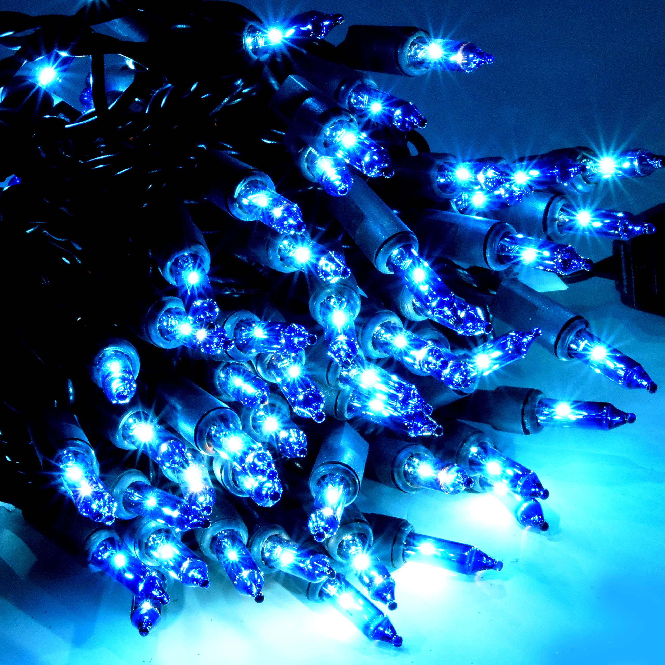 Holiday Essence - 100 Blue Christmas Lights, Incandescent String Lights, 20.6 Feet Black Wire For Indoor & Outdoor & Decorative,