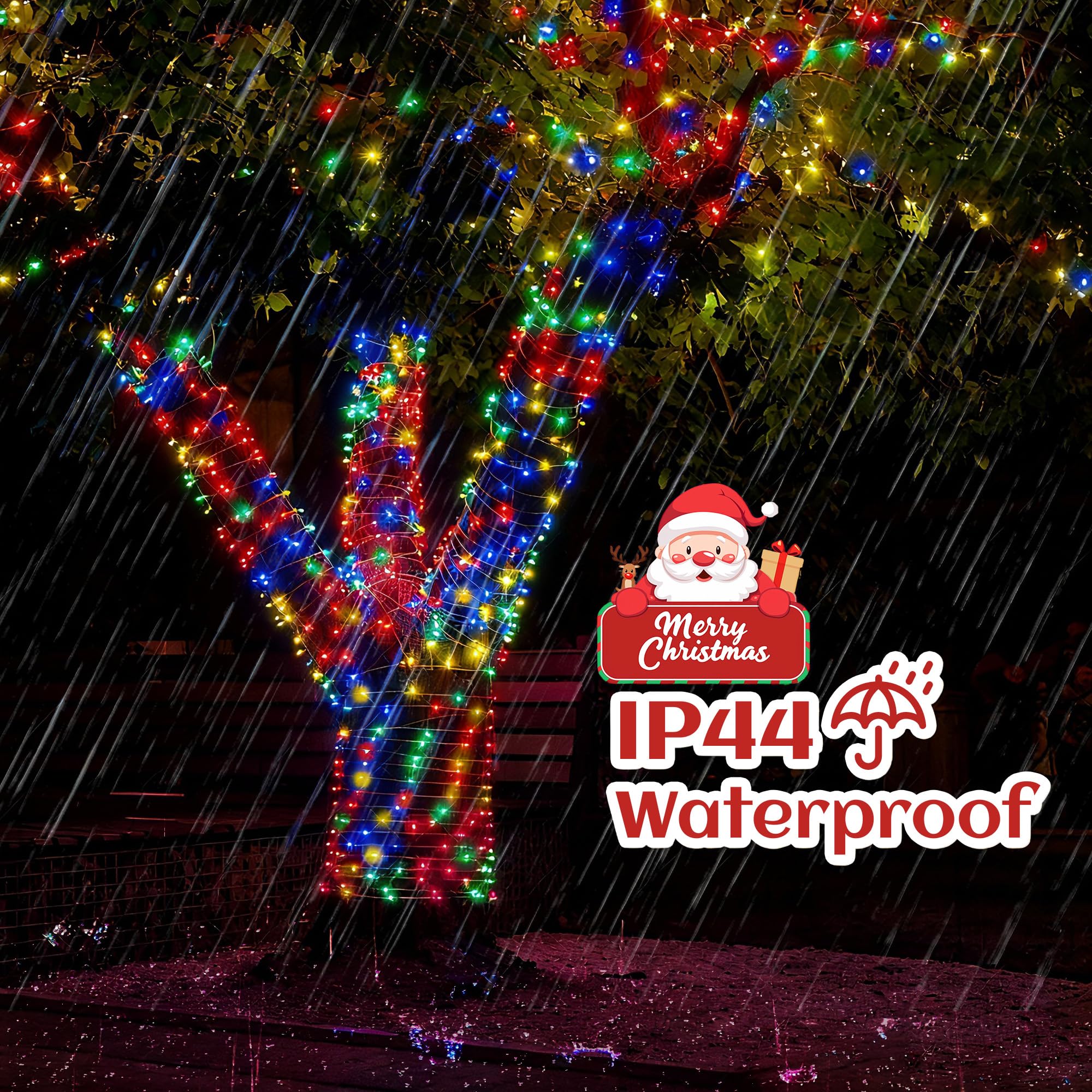 Banbanjo Christmas String Lights Indoor Outdoor Clear Wire  200 Led 66Ft Multicolor Christmas Lights Outdoor For Bedroom 8 Mode  Twinkle Fairy Light Plug In For Home Wedding Tree Yard Patio Decoration