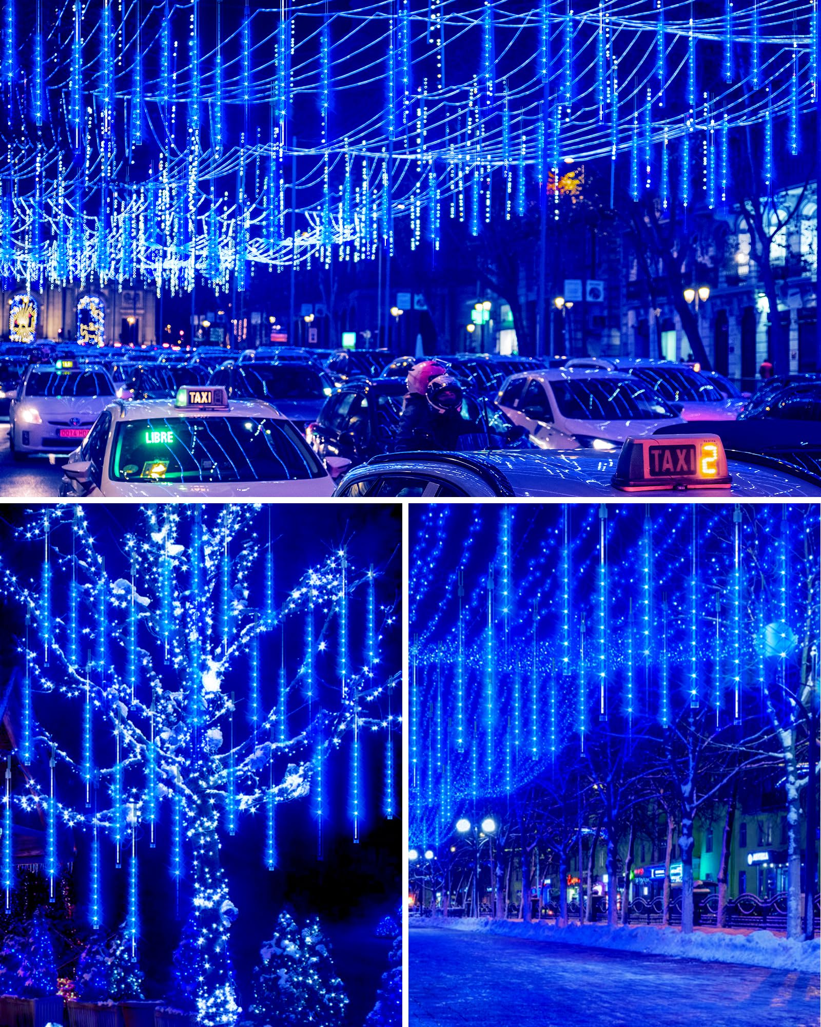 Blingstar 16" Blue Meteor Shower LED Lights - Waterproof Dripping Icicle Lights for Outdoor Xmas & Halloween Decoration