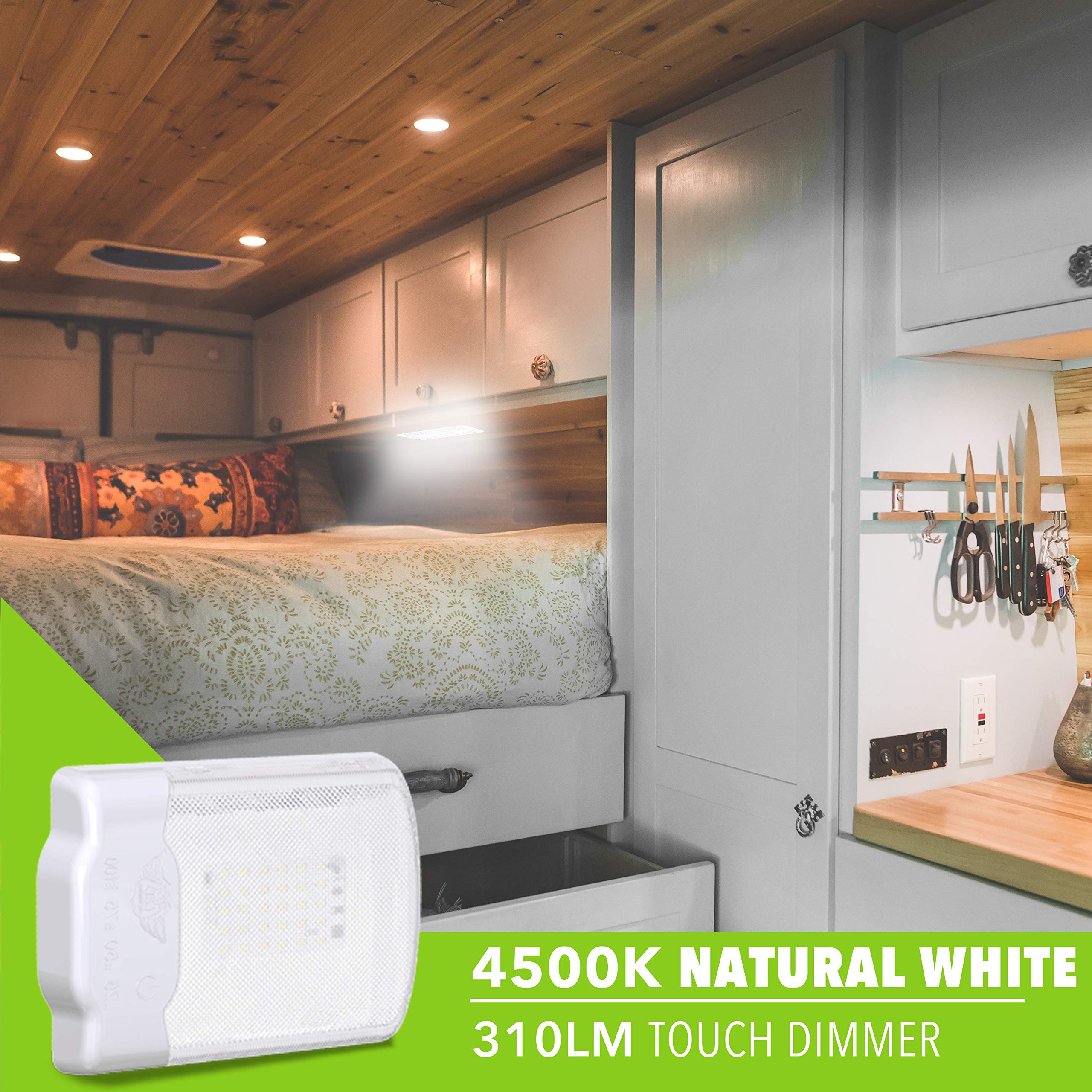 Leisure Led Rv Led Ceiling Single Dome Light Fixture With Built In Dimmer Interior Lighting For Rv/Trailer/Camper/Boat 12V Natural White 4000-4500K 325Lm (Touch Dim Natural White 4000-4500K, 5-Pack)