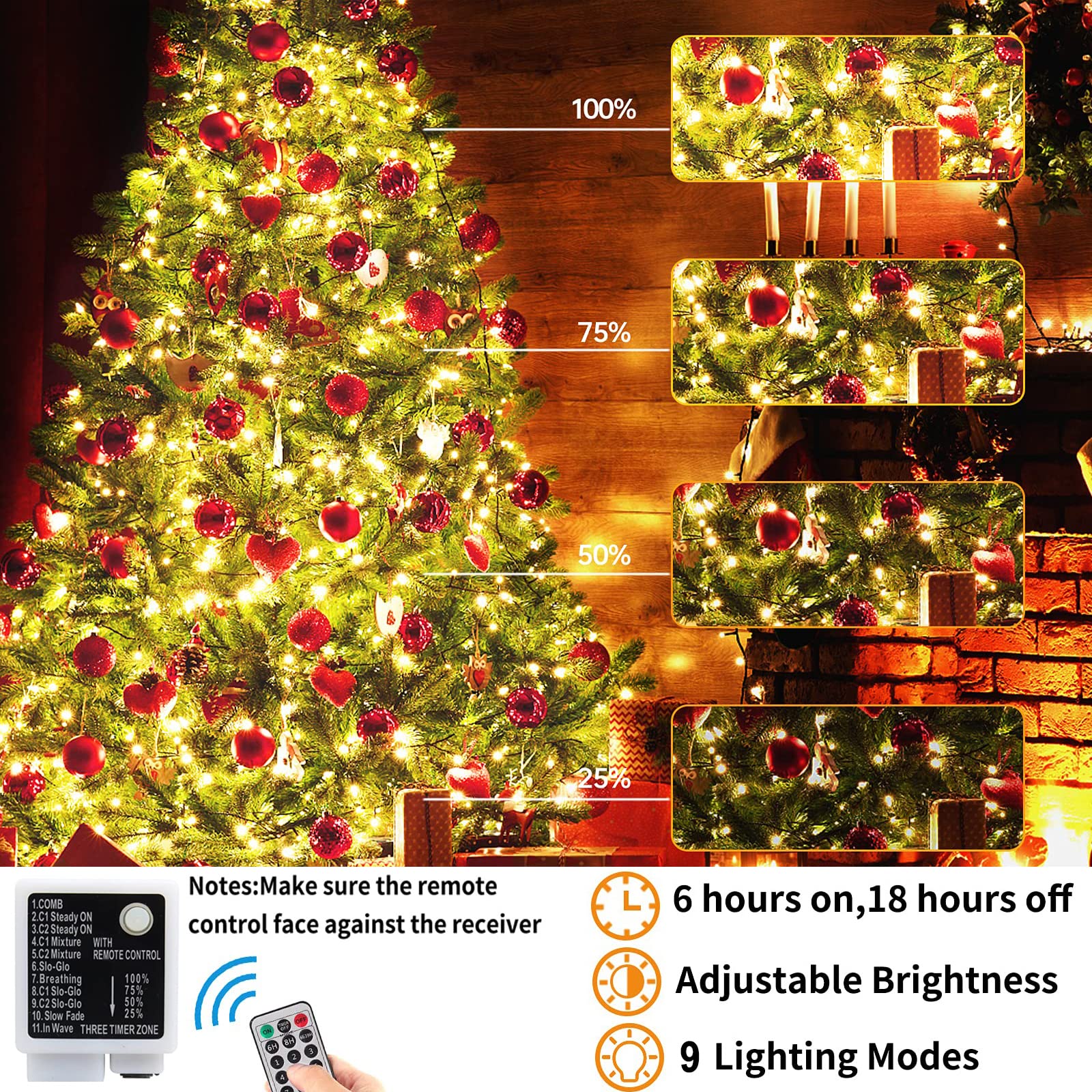 Haili Christmas Lights Outdoor,105Ft 300 Led Color Changing Lights With Timer Remote, Ul Certified 9 Lighting Modes For House Ch