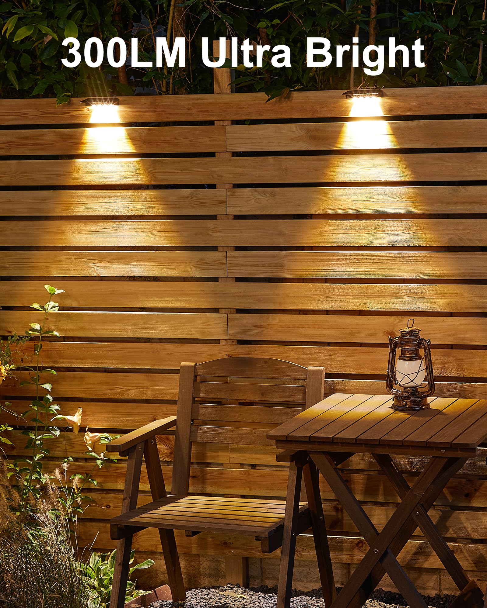 8Pack Brighter Solar Lights For Fence, 300Lumes Solar Fence Lights Outdoor Waterproof Led With 4 Focued Lens, Ip65 Waterproof Solar Step Lights With 2 Brightness For Wall Deck Backyard Patio Decor