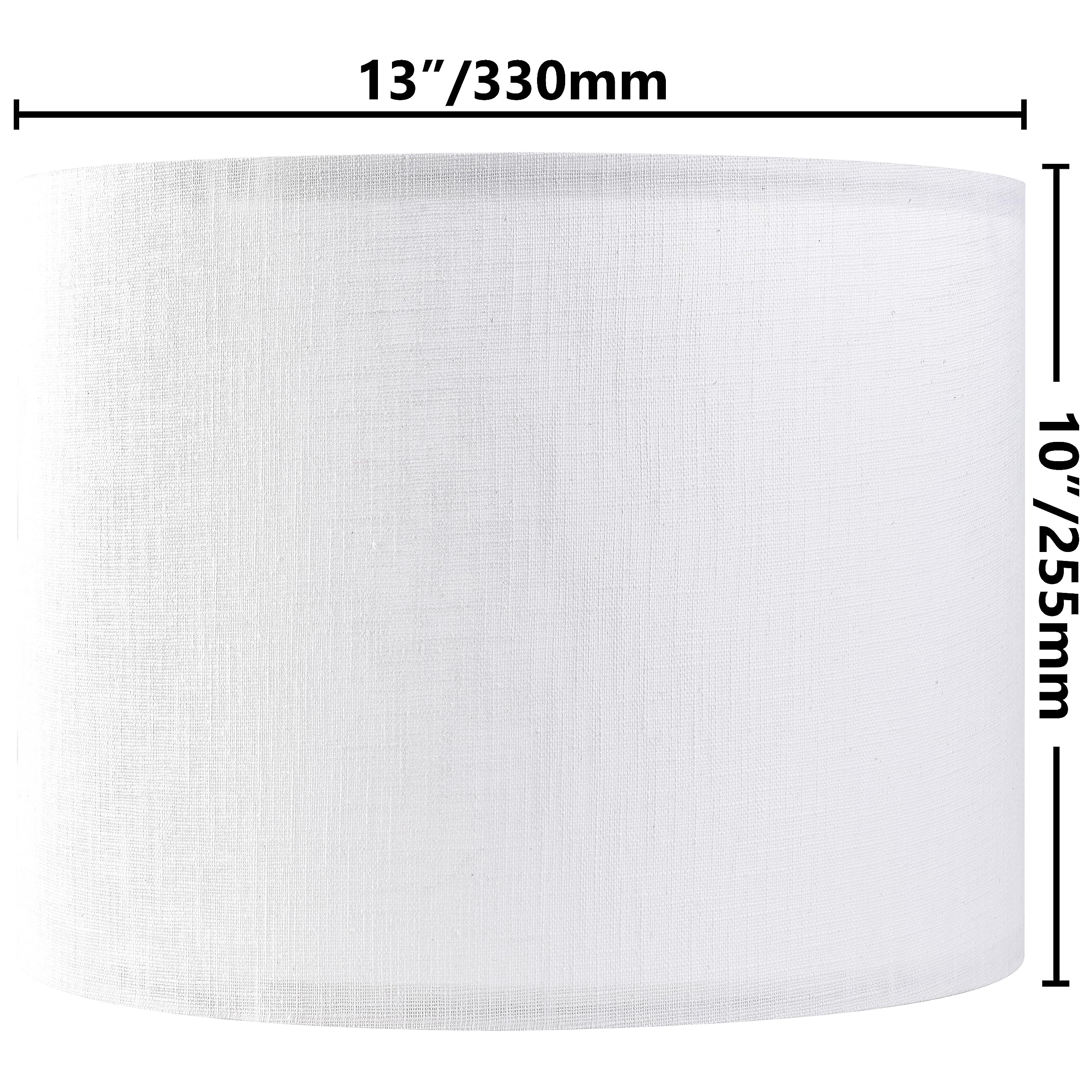 Set Of 2 Pure White Linen Drum Lamp Shade 13'' Top X 13'' Bottom X 10'' High (Spider) Contemporary Lamp Shades For Table Lamps &