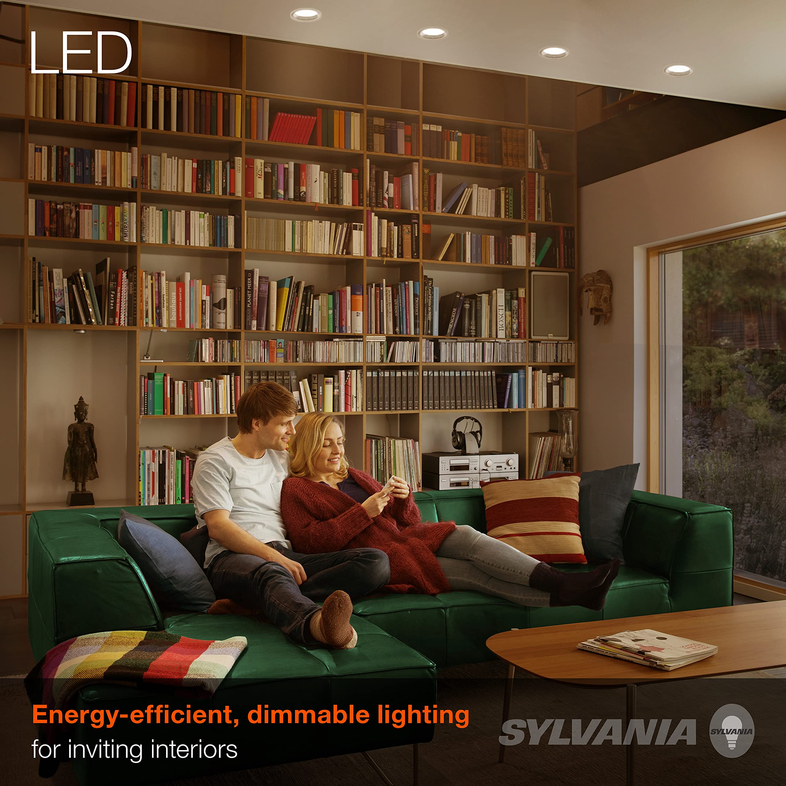 SYLVANIA ECO LED BR30 Light Bulb, 65W = 10W, Dimmable, 650 Lumens, Soft White, 4 Pack - Energy Efficient Lighting Solution