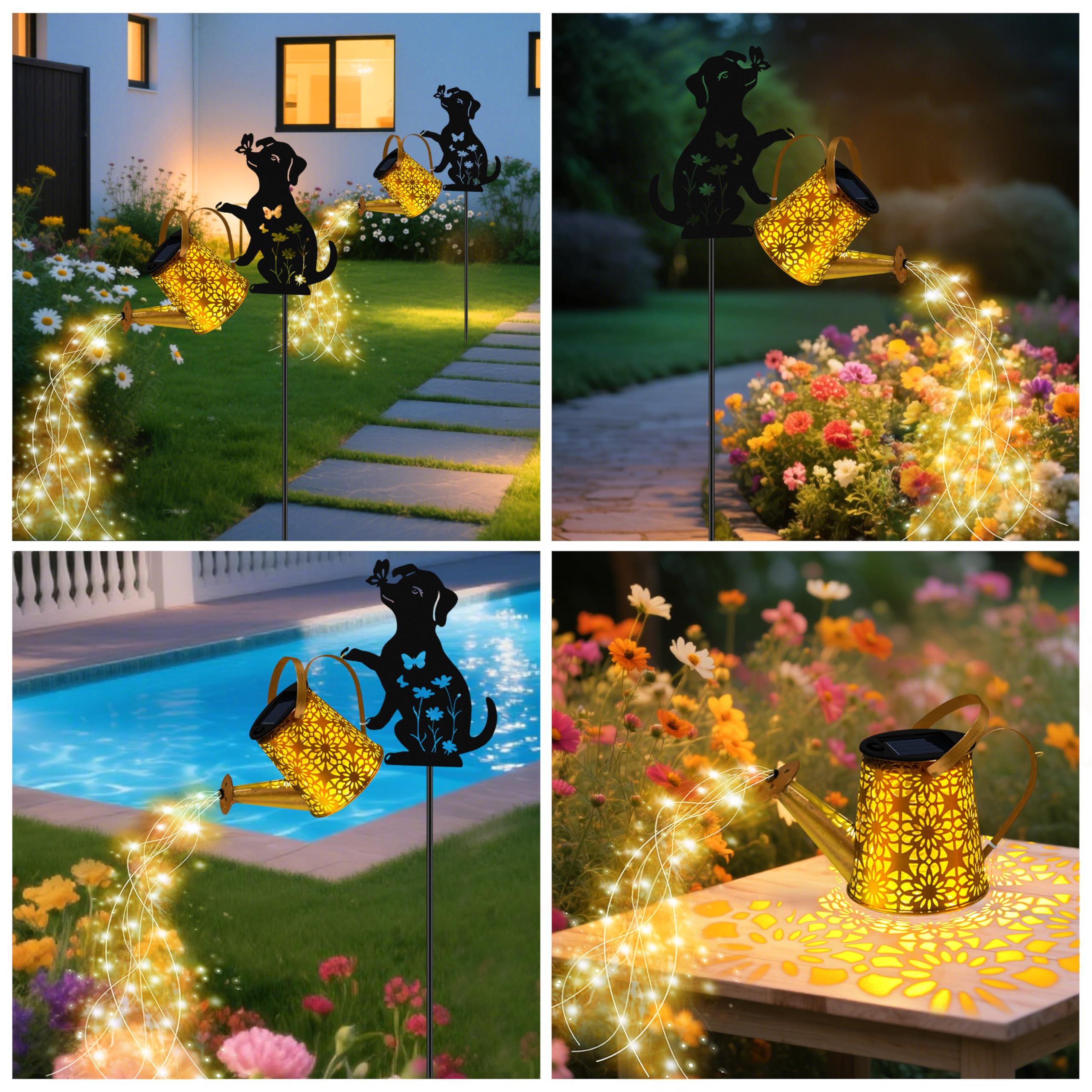 Solar Watering Can Lights  Dog Hanging Lantern Solar Lights Outdoor  Dog Lover Gifts For Mom Women Birthday MotherS Day Christmas  Waterproof Garden Decor Outside Patio Yard Pathway Backyard