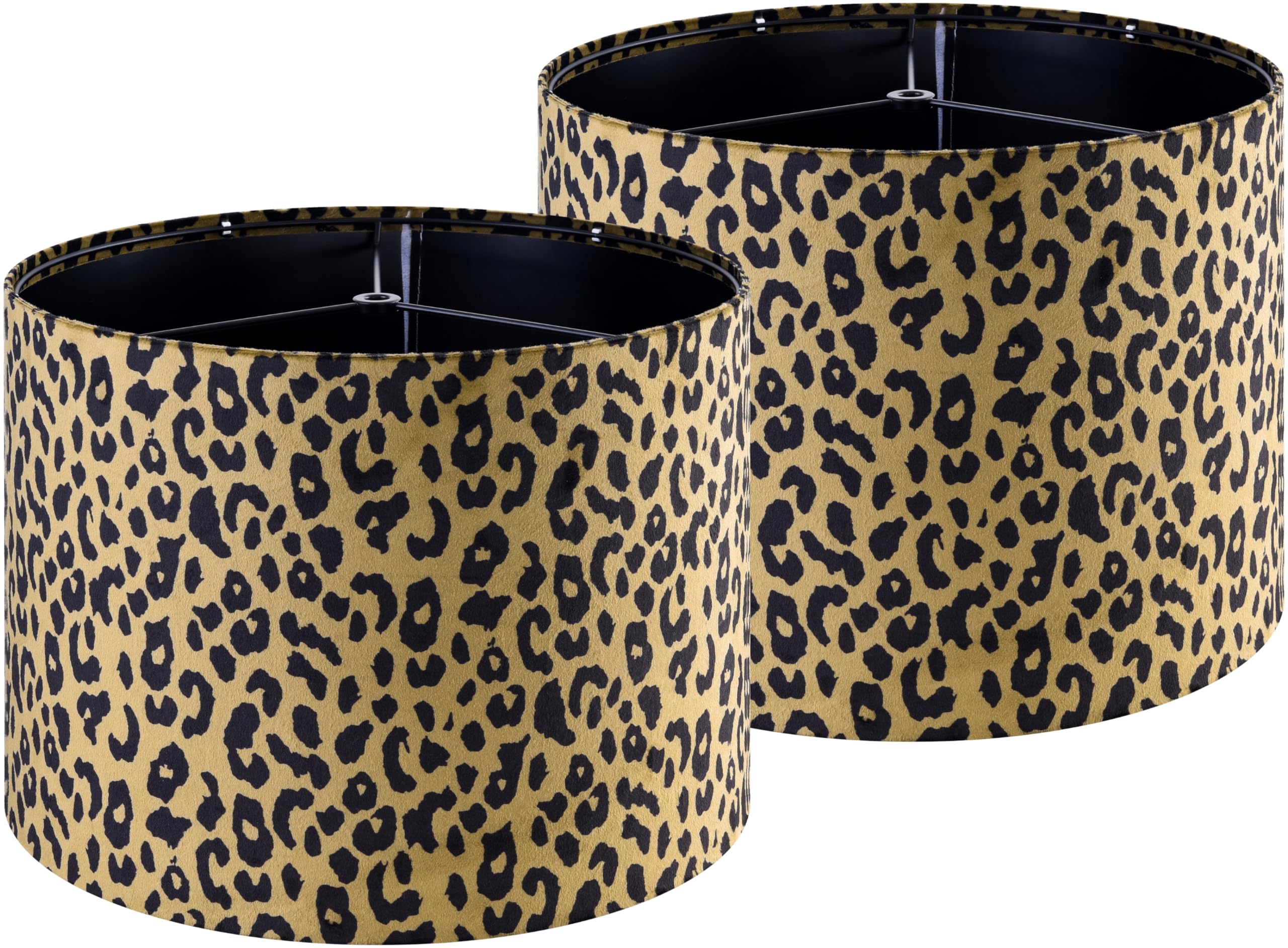 Goso Drum Leopard Lamp Shades For Table Lamps Set Of 2 Medium- Yellow Polka Dots Fabric Diy Lampshades -13'' Top X 13'' Bottom X