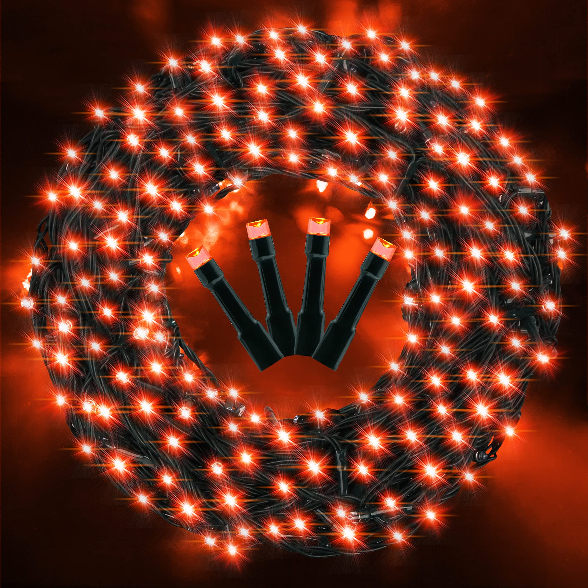 AmyHomie 300LED Orange Christmas String Lights with UL Certified, Waterproof Christmas Lights Outdoor Indoor Fall Decor Fairy St