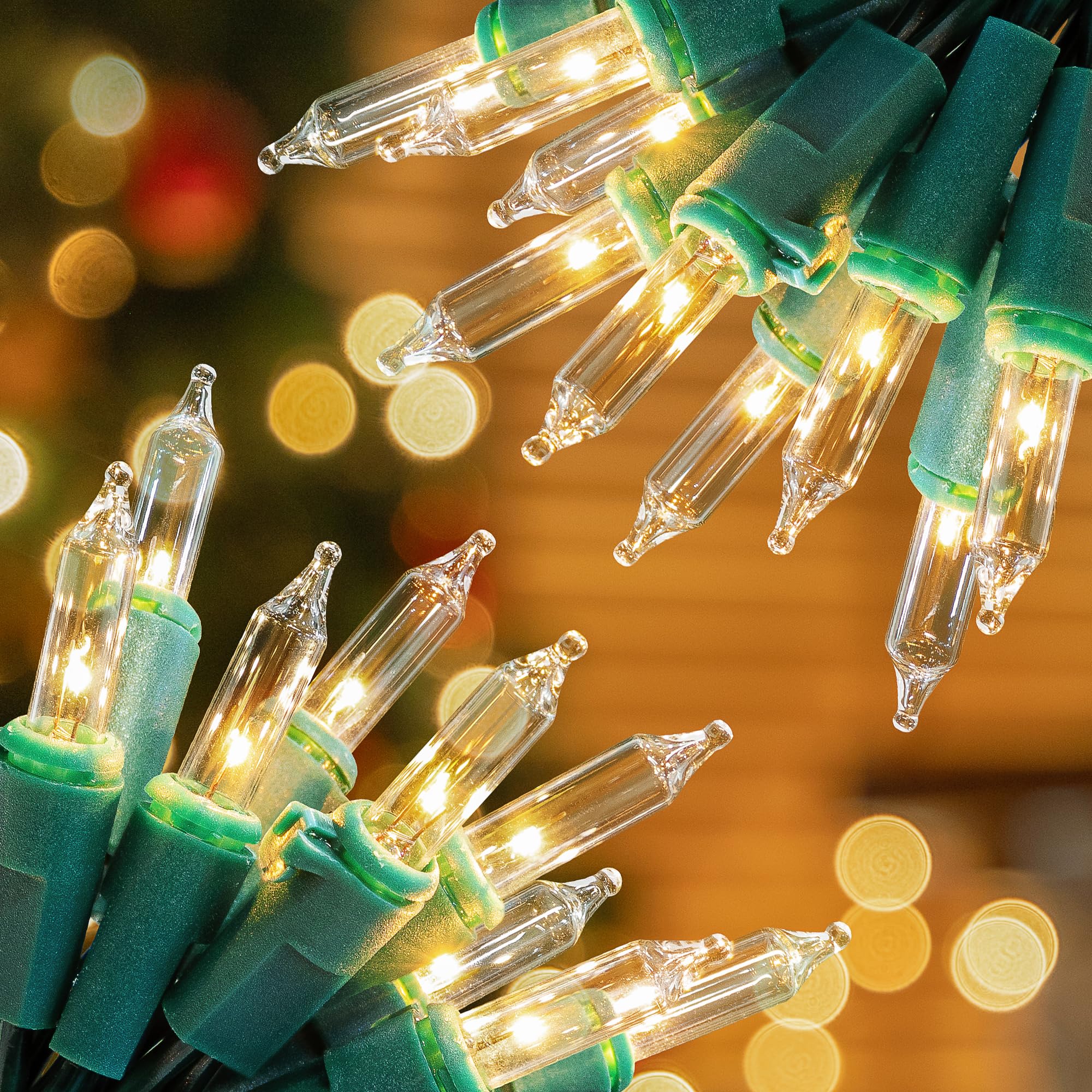 Hopolon Christmas Lights, 2 Pack 100 Mini String Lights, 23ft, Warm White, 120V UL Certified, Indoor & Outdoor Decor