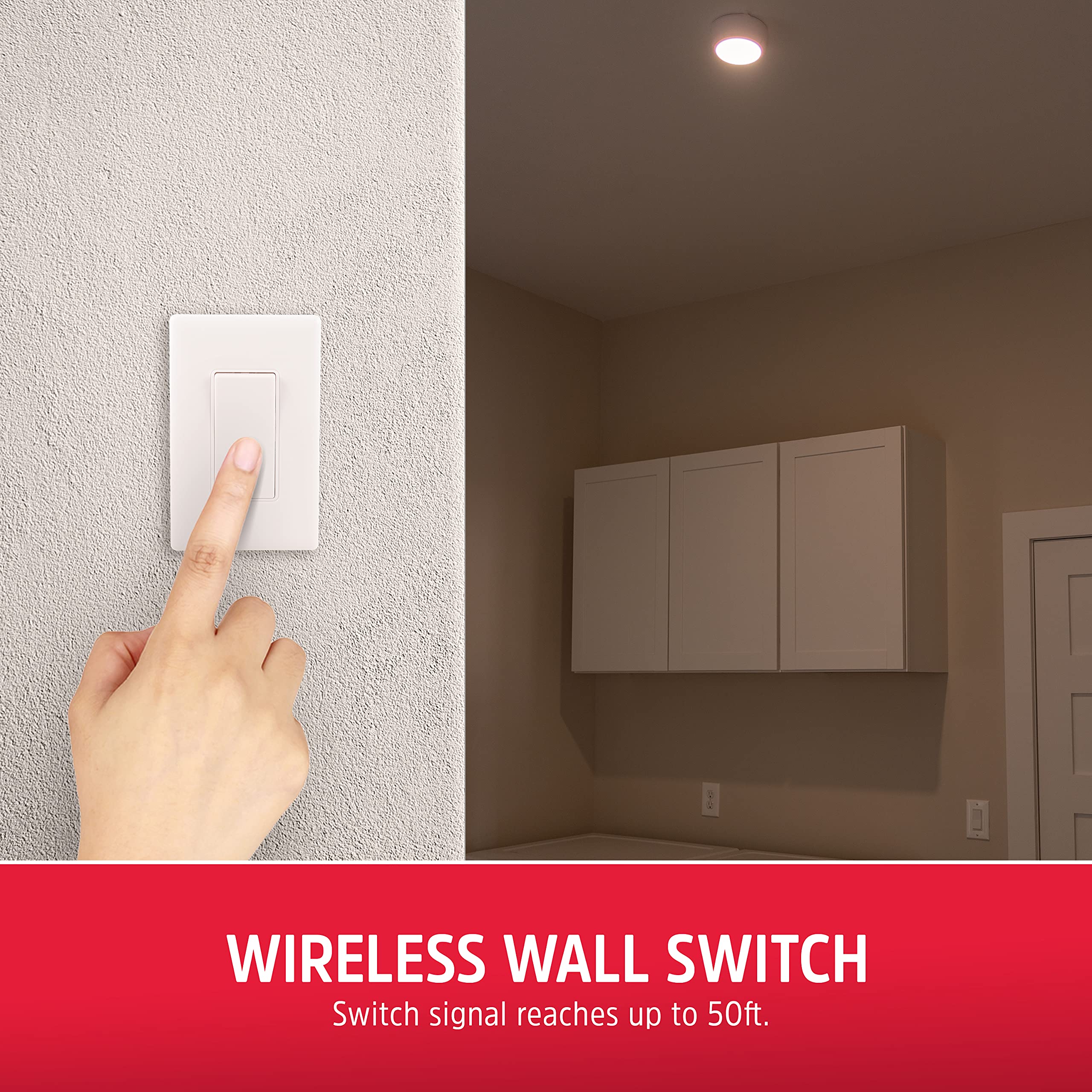 Energizer Led Ceiling Light Fixture, Battery Operated, Wireless Wall Switch Remote, 200 Lumens, Ceiling Light No Electricity, Pe