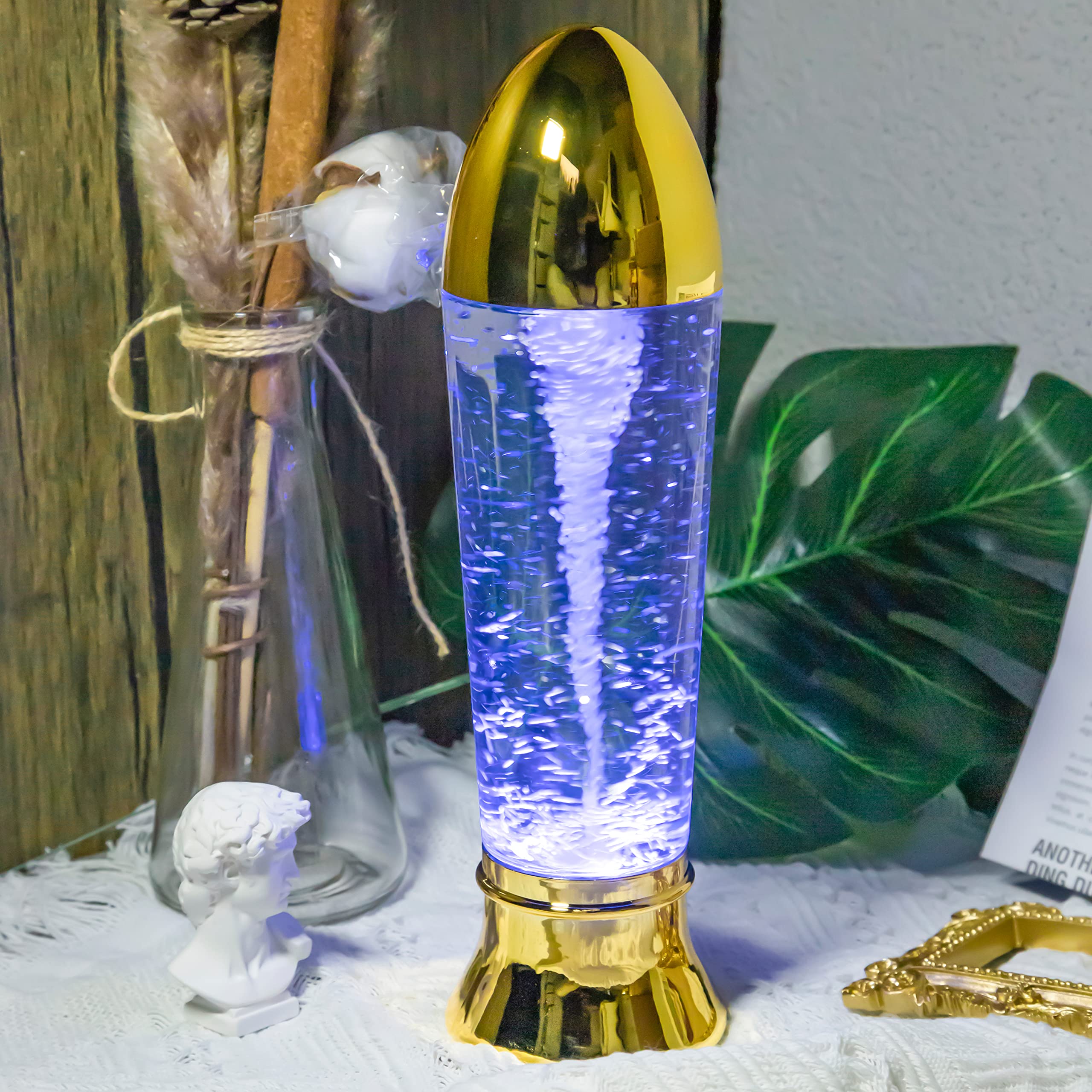 YAKii Tornado Lamp 10.5" LED Color Changing Science Toy - Gold, Battery/USB Operated, Perfect for Christmas Decoration