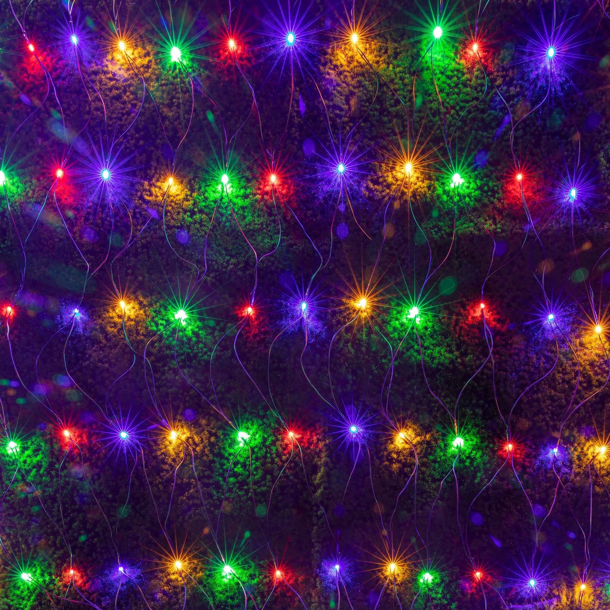 AWQ 200 LED 9.8ft x 6.6ft String Lights Net Mesh Christmas Lights 8 Modes for Christmas Wedding Party Home Garden Lawn Bushes Bedroom Indoor Outdoor Decor (9.8ft x 6.6ft, Multicolor)