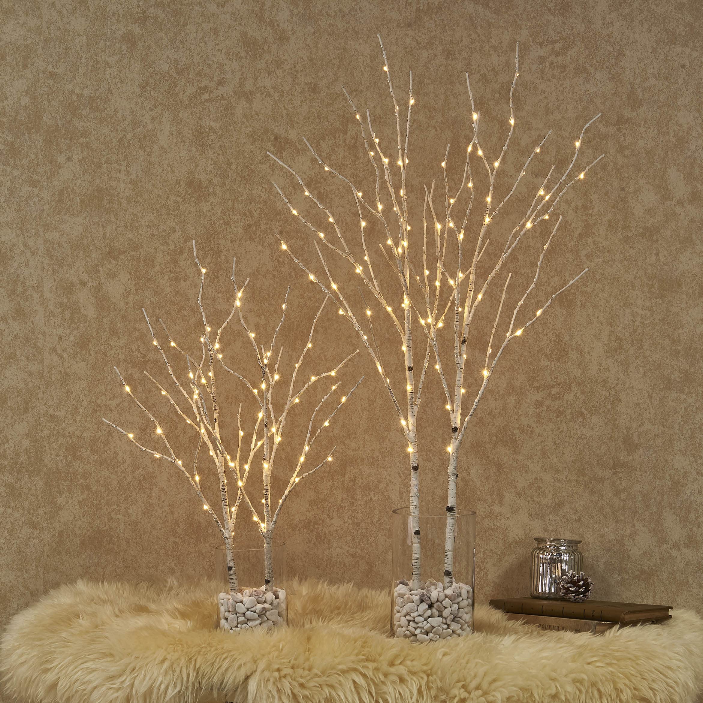 Baolitvine Birch Branch Lights With Timer Battery Operated 100 Led Fairy Lights, Lighted Willow Branches For Home Bedroom Fireplace Christmas Decoration Inside Outdoor