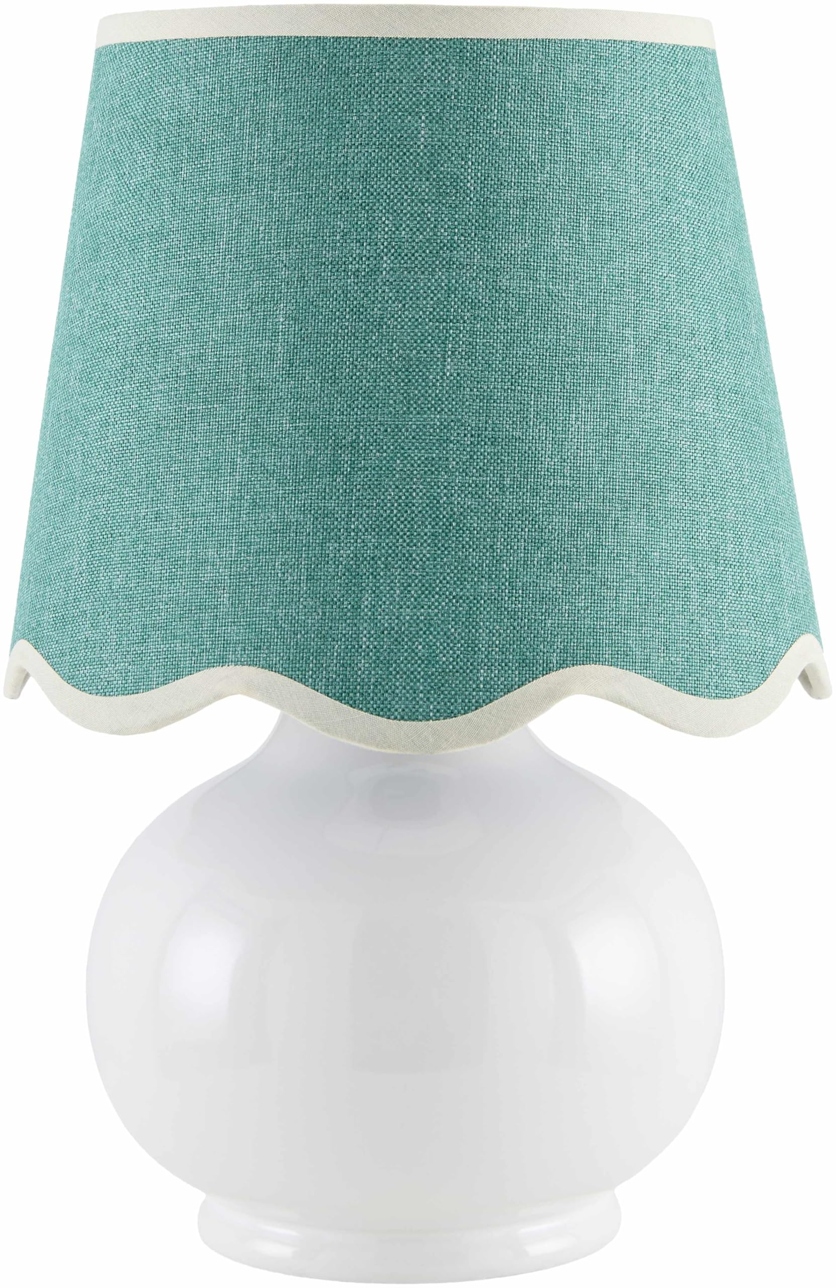 Boutiquerugs Theisseil Boho Ceramic Bedside Table Lamp For Bedroom Nightstand And Living Room - Shade Cotton - White, Teal, Gree
