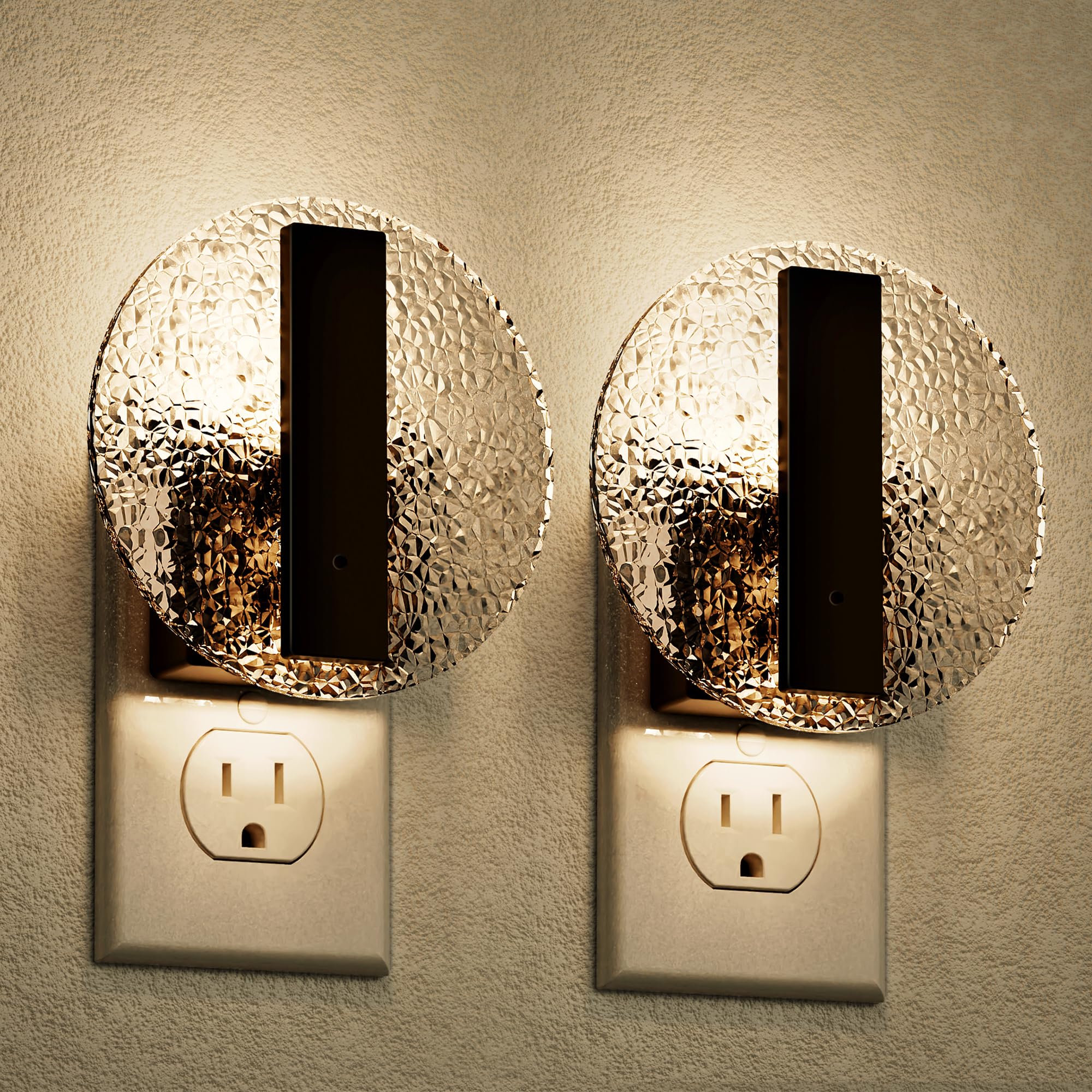 JandCase Night Light, LED Night Lights Plug into Wall, 3000K Warm White Nightlight with Dusk to Dawn Light Sensor, 0-100LM Adjus