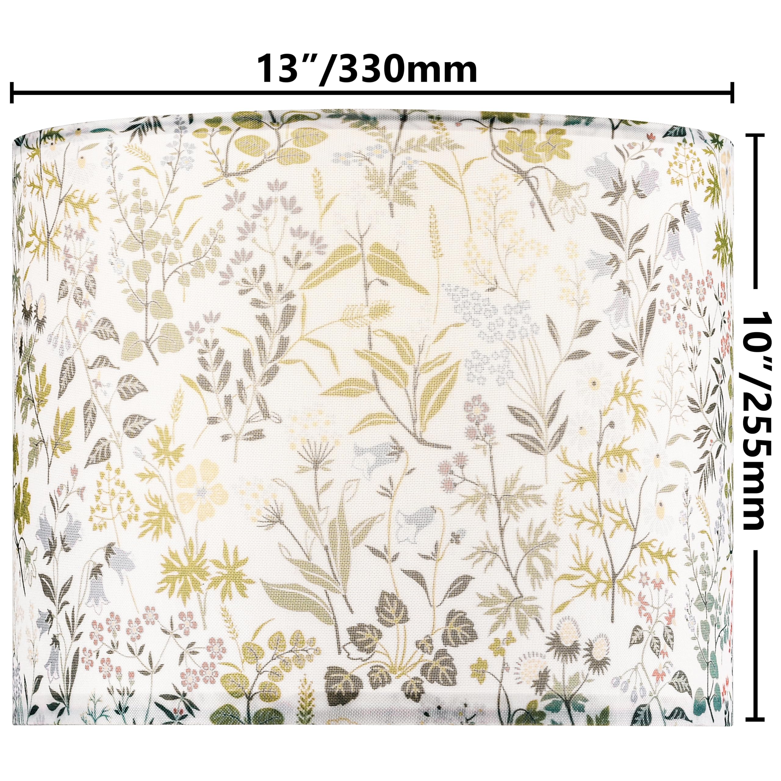 GO&SO Floral Drum Lamp Shades - 2pcs, 13inx13inx10in, Natural Linen, Multicolour-4, Model G5-17-4, Modern Design for Table Lamps