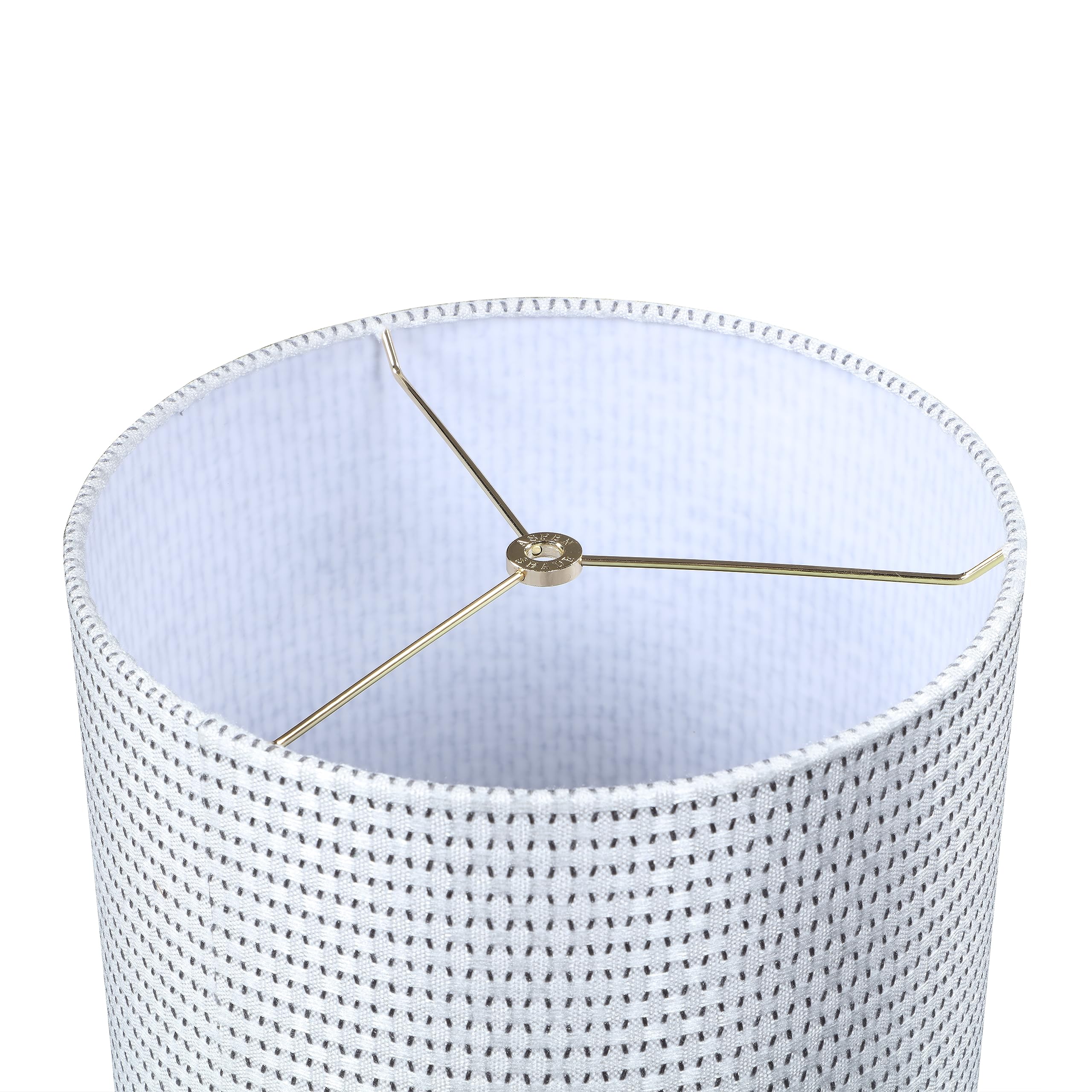 Aspen Creative 31616 Transitional Drum Shape Spider Construction Lamp Shade In White & Gray, (12&quot; X 12&quot; X 12&quot;)