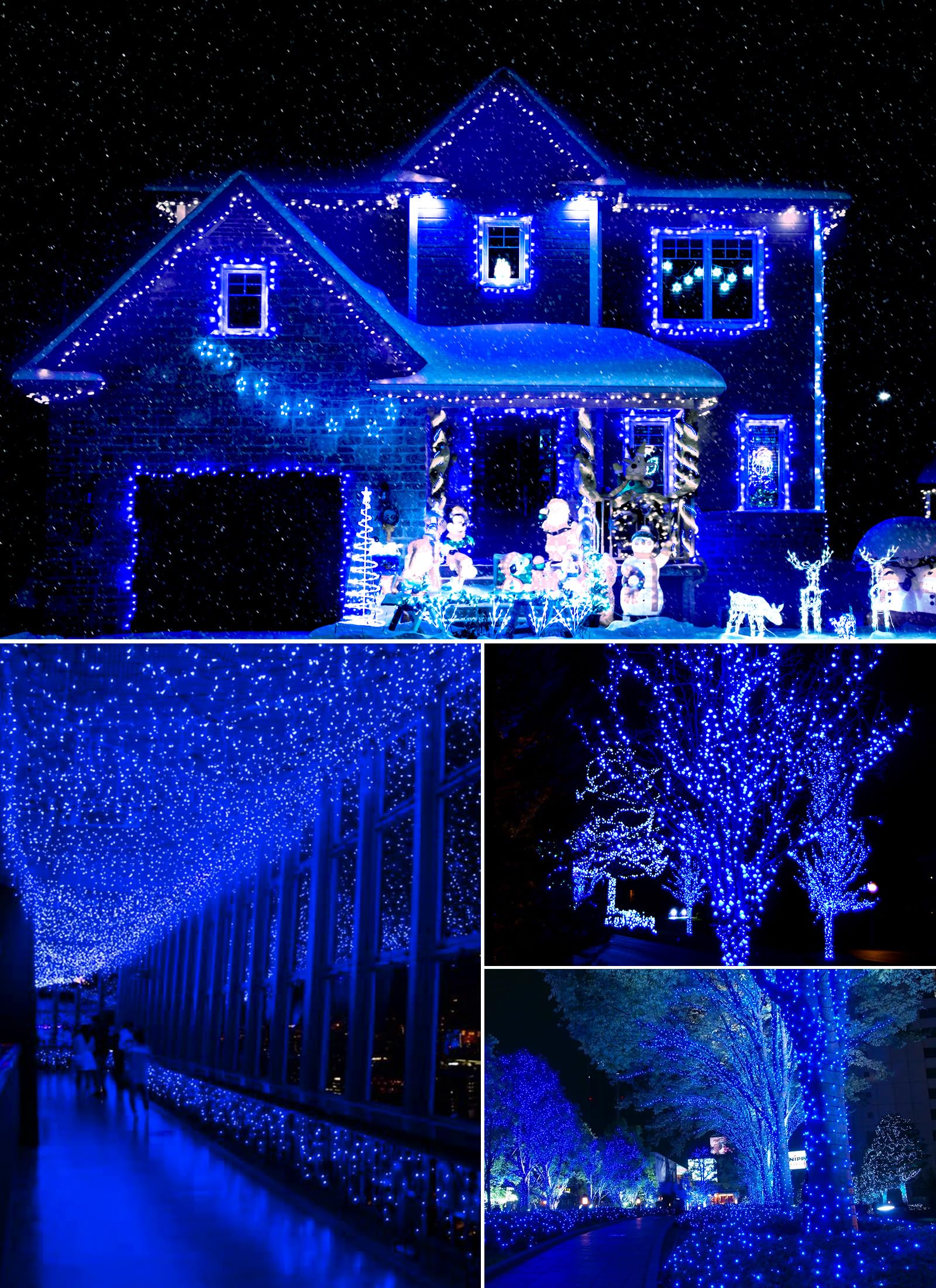 Minetom Christmas String Lights 200 LED Twinkle Fairy Lights 66 Ft Blue Green Wire Indoor Outdoor Holiday Decorations