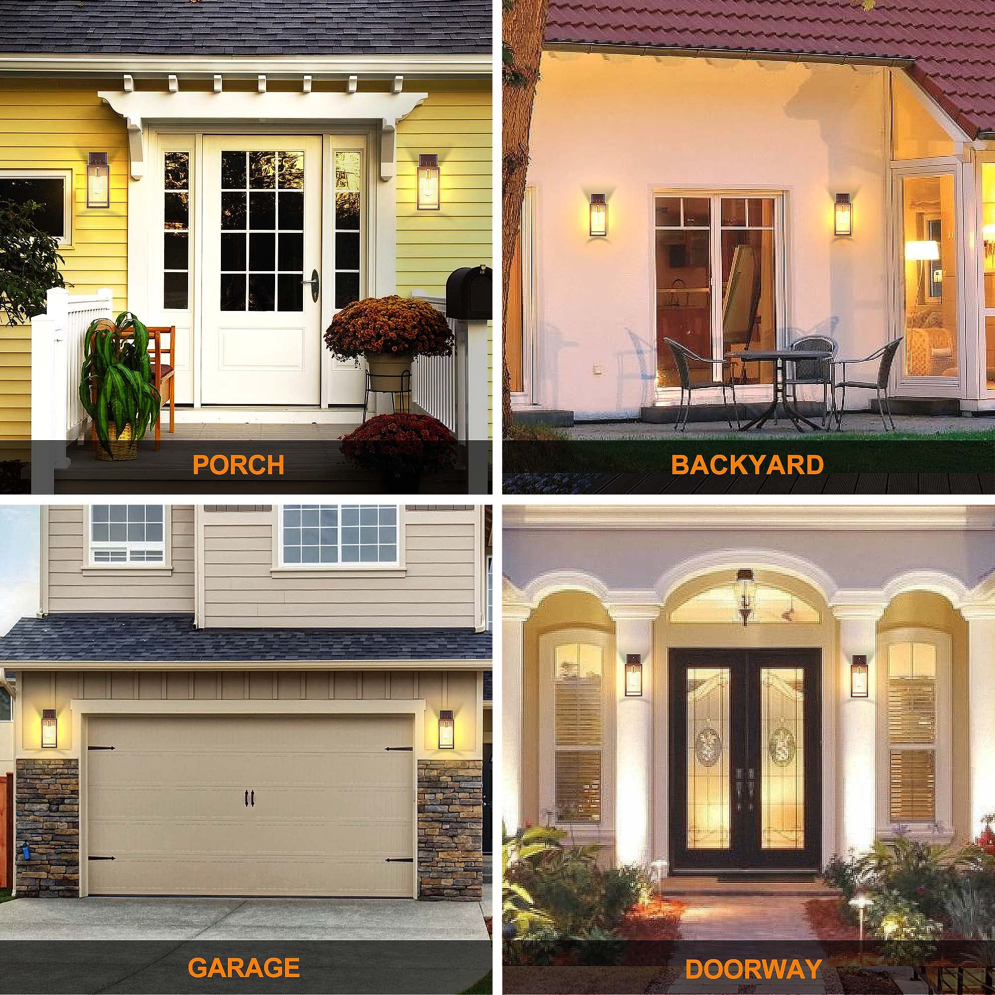 Partphoner Waterproof Porch Light Fixtures, 2 Pack Oil Rubbed Bronze Aluminum Wall Sconce, Model Str-Wl-0001