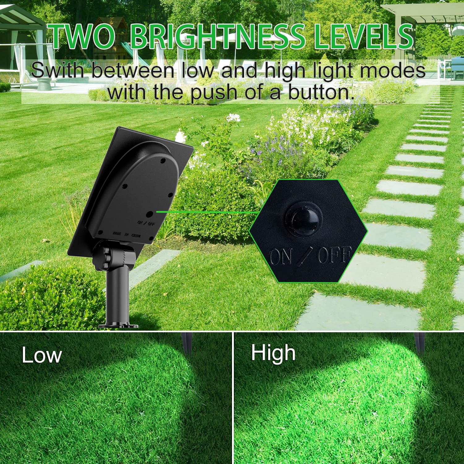 Solar Powered Led Spot Light, T-Sunus 2 In 1 Installation Separated Panel And Light, Ip65 Waterproof Outdoor Landscape Security Lighting For Patio,Yard,Garden,Driveway,Stair (2Pack White-6000K)