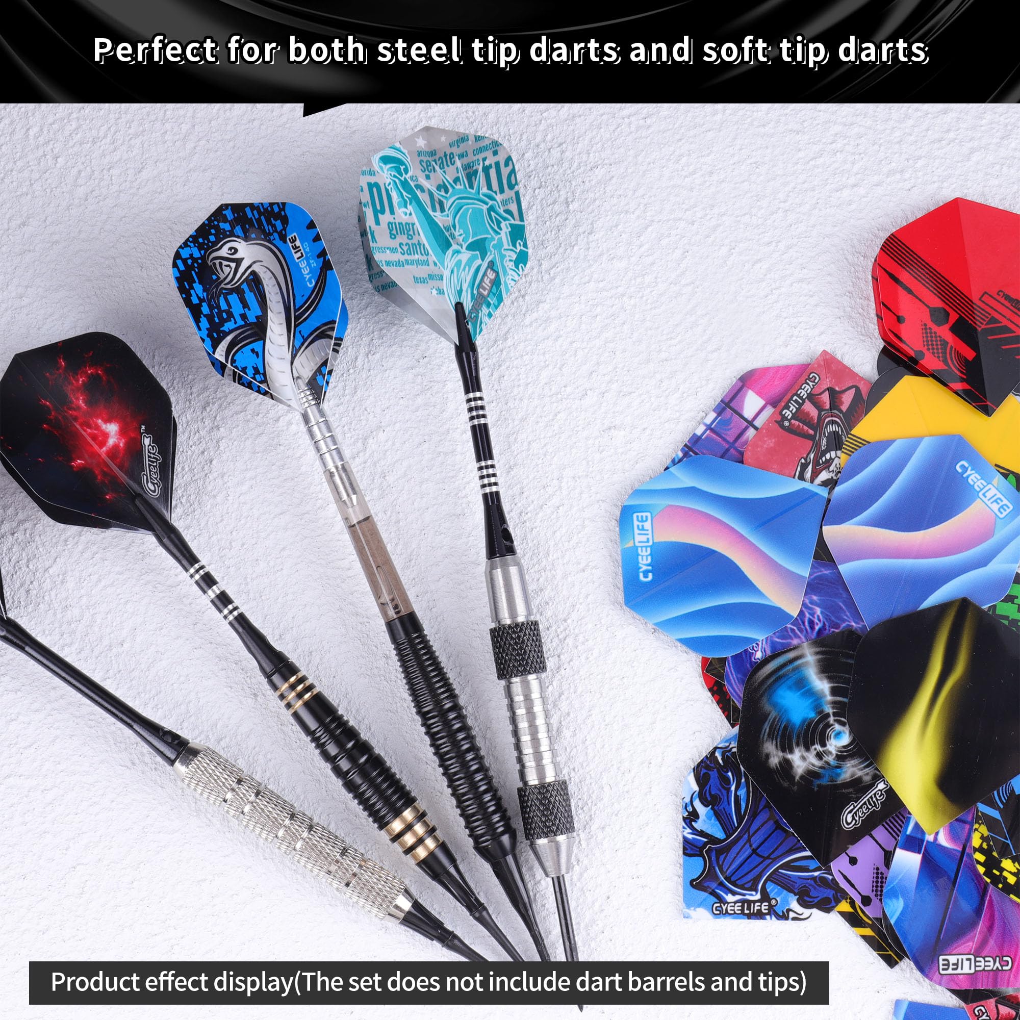CyeeLife Dart Flights - 30 Sets (90 Pcs) Durable PET Replacement Wings for Steel Tip & Soft Tip Darts