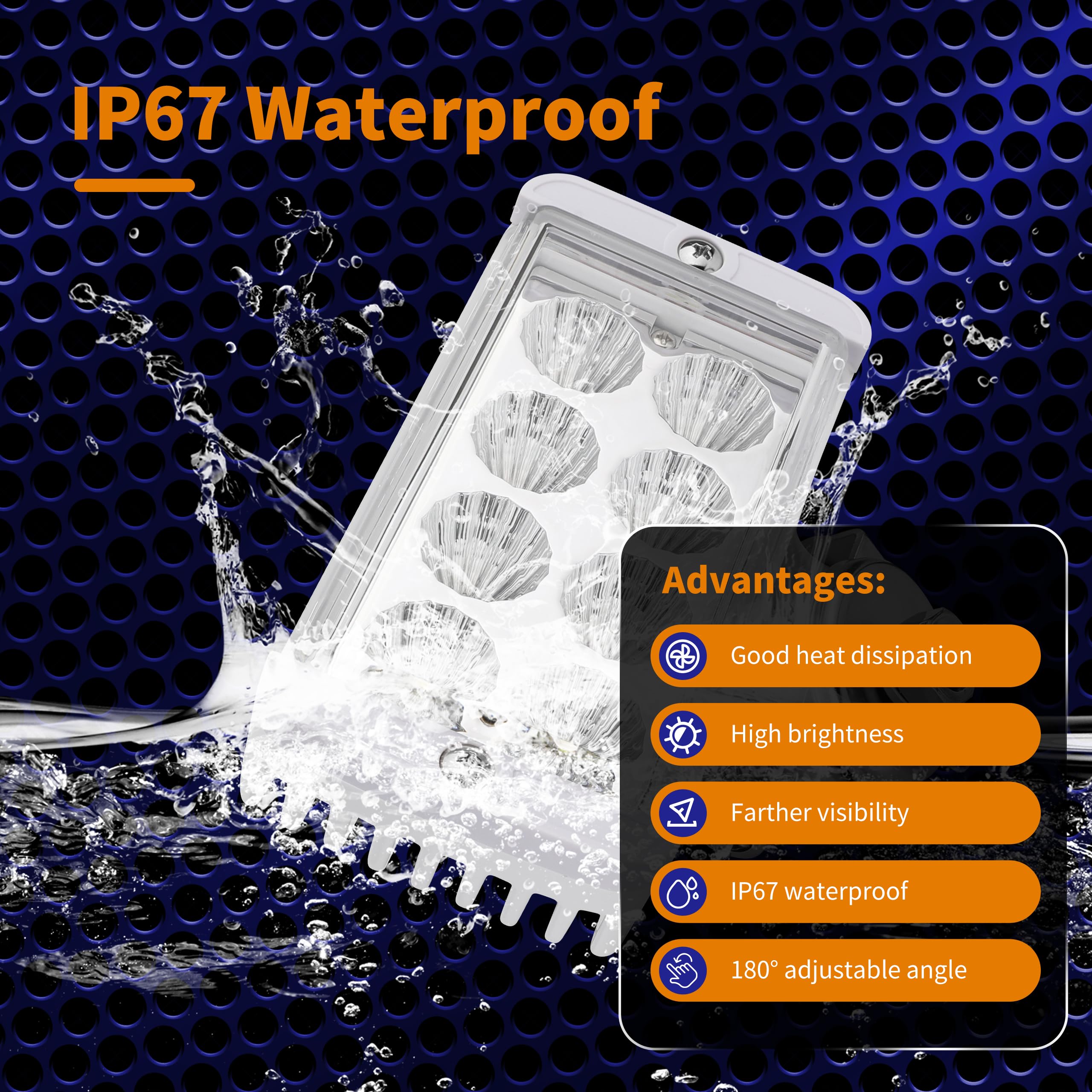 RVZONE Dual Color LED Boat Lights, IP67 Waterproof, 12-24V, Pack of 1, Stainless Steel, Blue & White, Model RBST1PK03