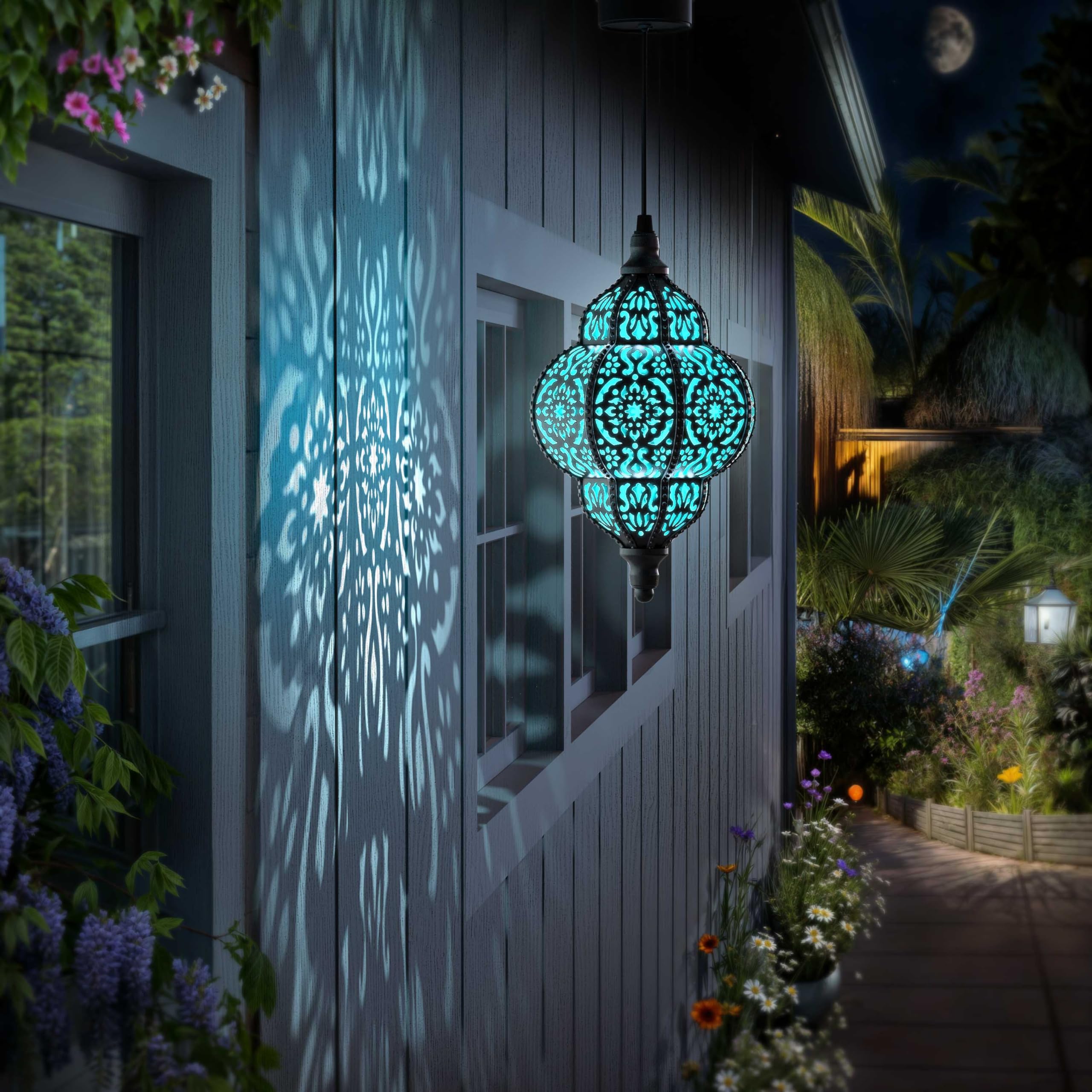 Hapjoy Solar Lantern Outdoor Garden Lights, Waterproof Plastic, Black, Model ZB-520