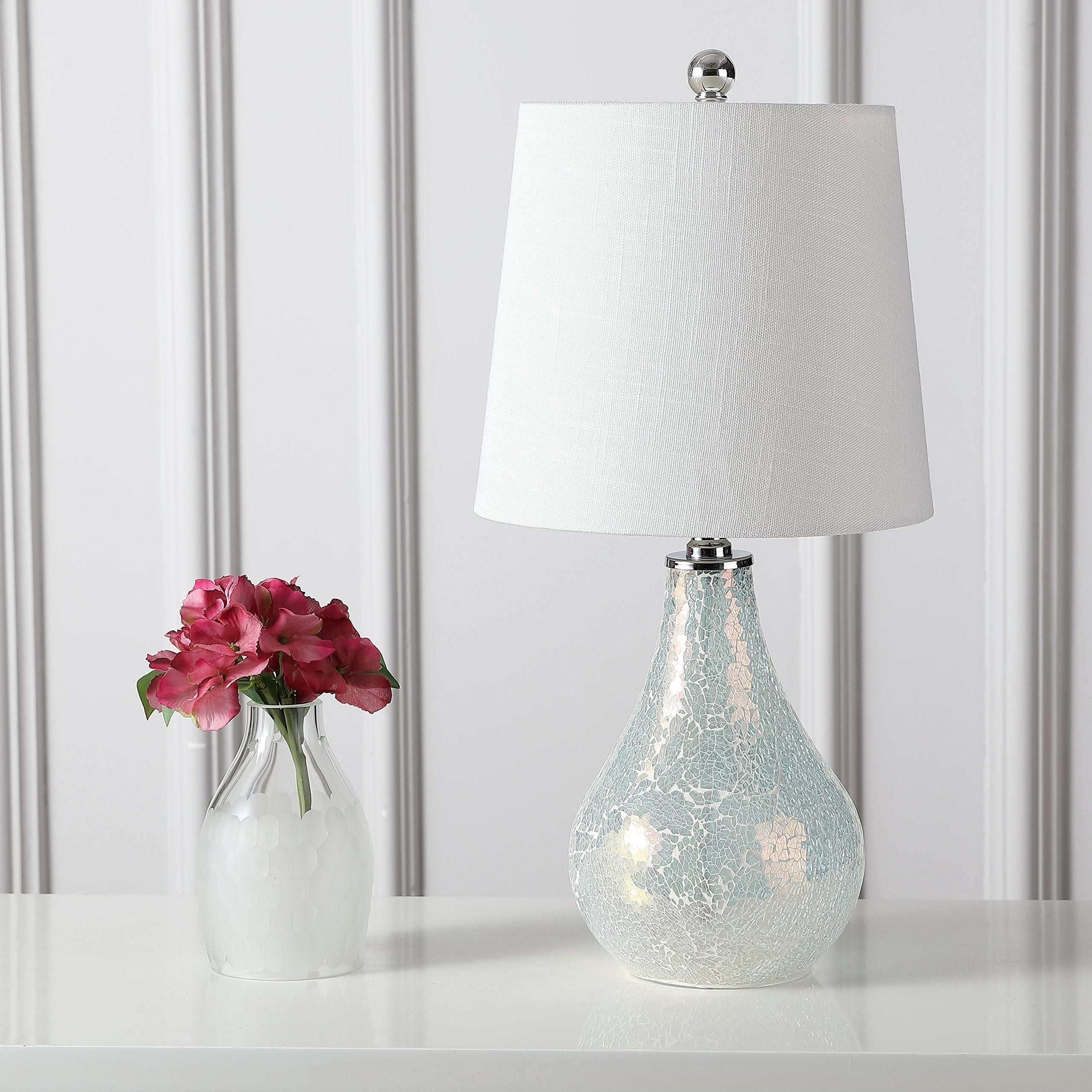 Jonathan Y Mini Led Table Lamp Jyl1024B, Modern Mosaic Design, 20.5, White, Ideal For Office & Home Decor