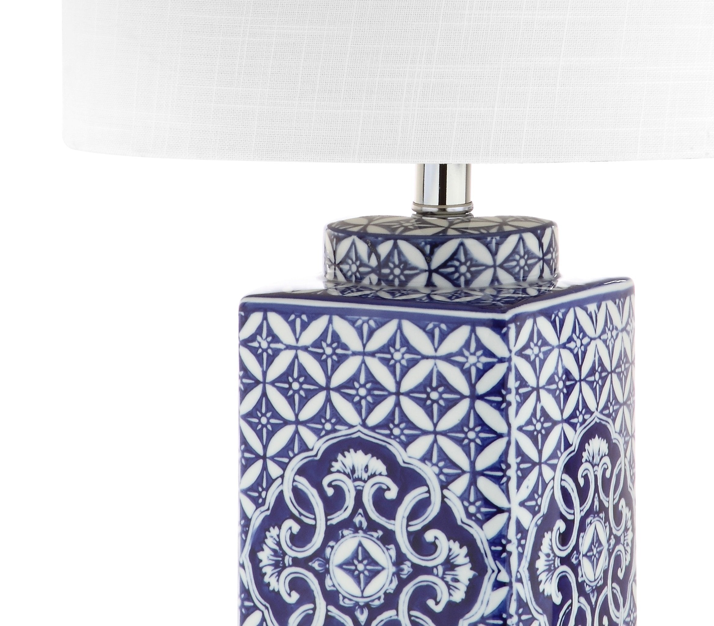 JONATHAN Y Choi 23" LED Table Lamp, Blue/White Ceramic, Model JYL3006A, Traditional Bedside Desk Light for Bedroom, Living Room, Office