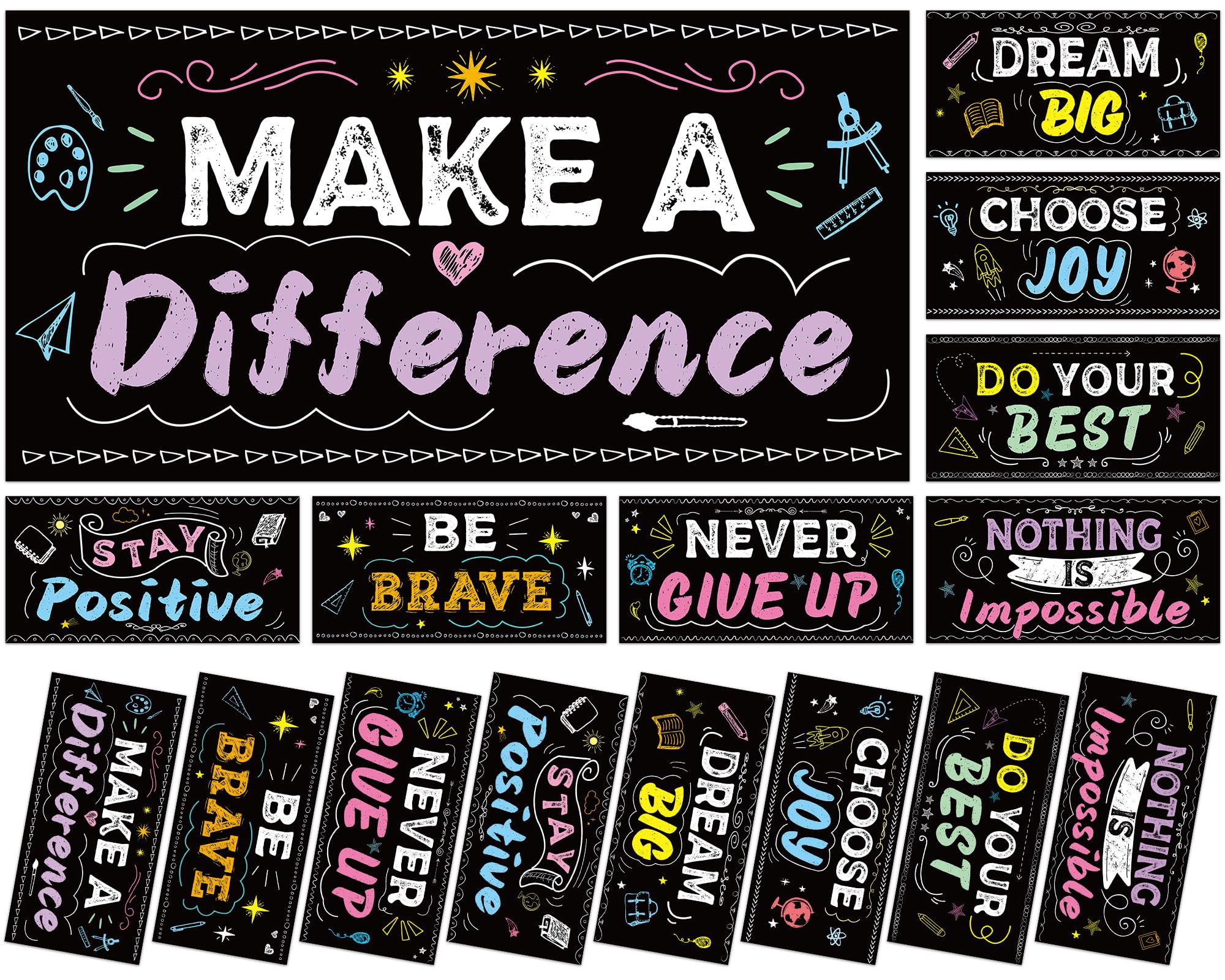 8Pcs Inspirational Fluorescent Light Covers for Classroom Ceiling Light 4x2Ft Motivational Word Magnetic Lights Cover Filter Eas