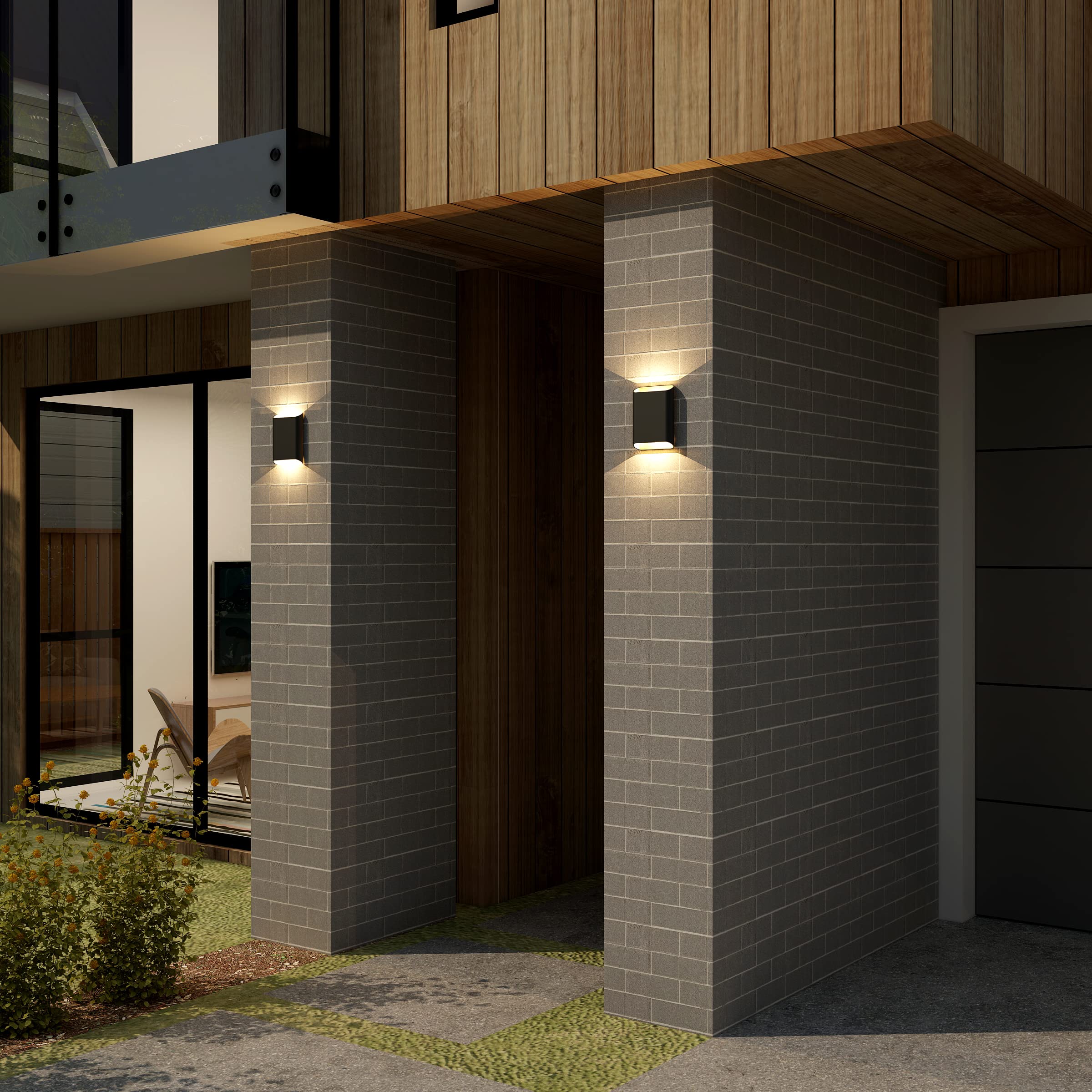 ilucezzo LED Wall Lights Outdoor Sconces 15.5W Dimmable IP65 Black+Gold Model 640888-BG