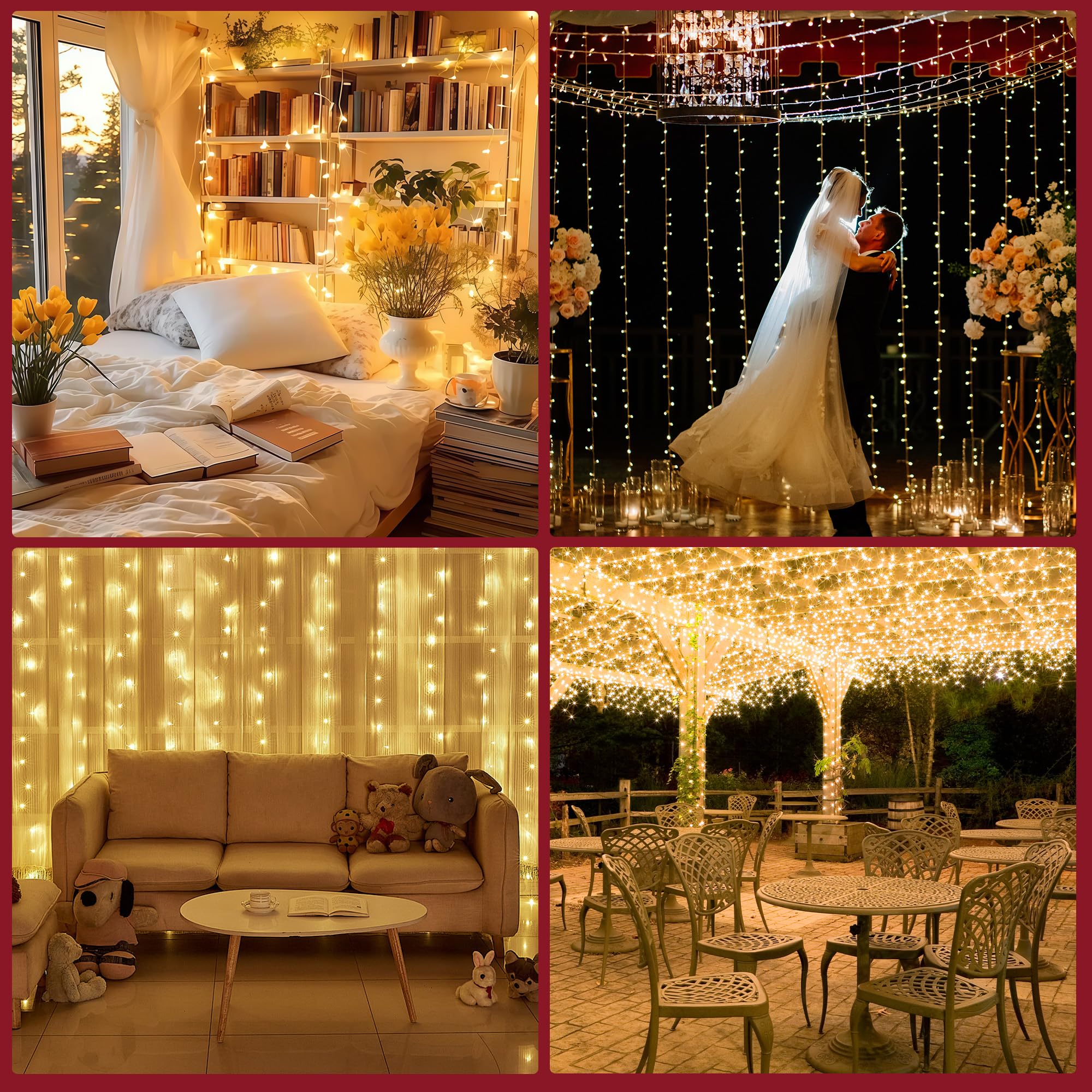 Banbanjo Christmas String Lights Indoor Outdoor Clear Wire  500 Led 164Ft Warm White Christmas Lights Outdoor For Bedroom 8 Mode  Twinkle Fairy Light Plug In For Home Wedding Tree Yard Patio Decor