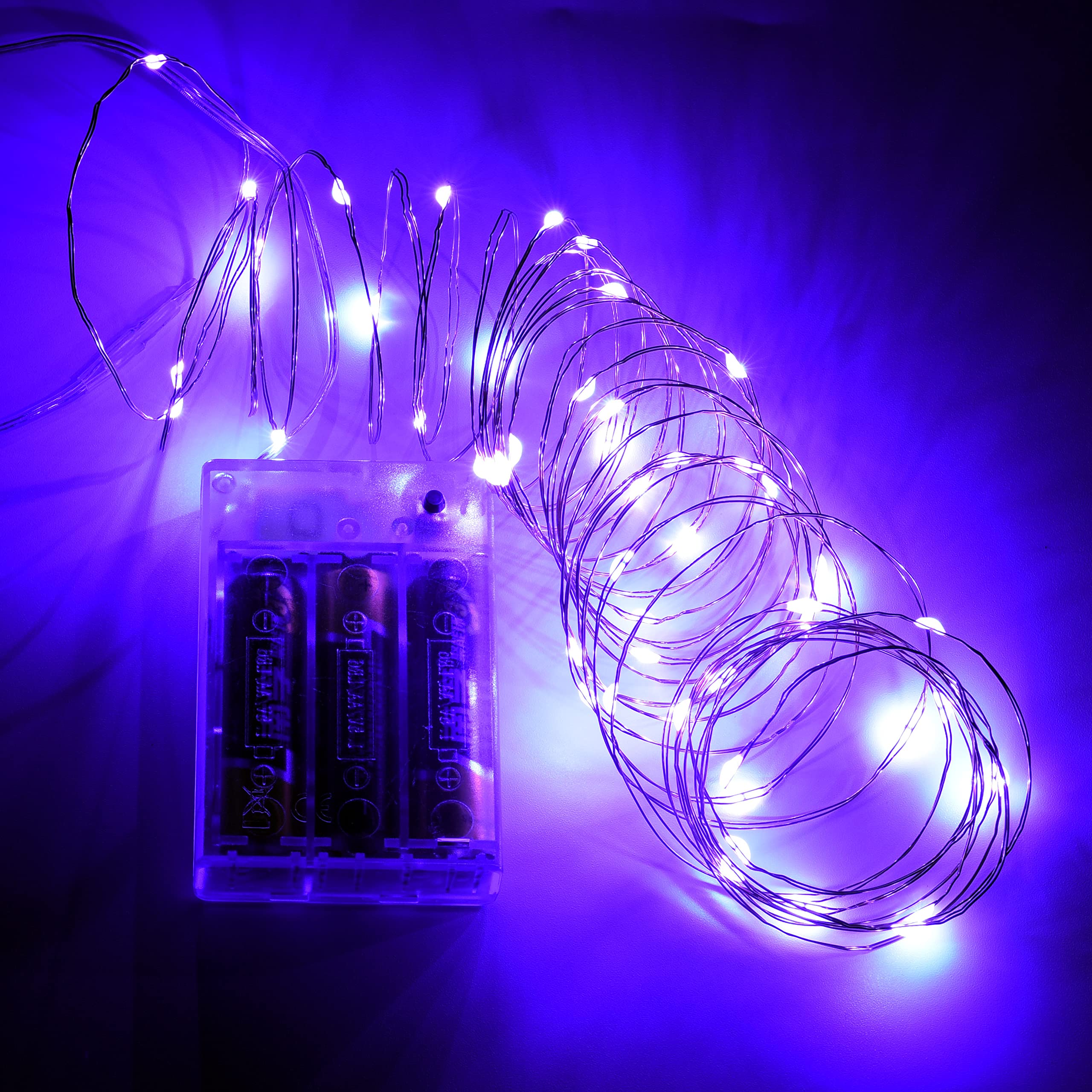 Uhugu Fairy Lights Battery Operated, 16Ft Fairy Lights Battery Operated With 8 Flashing Modes And 8 Hours On 16 Hours Off Timer(Purple,2 Pack)
