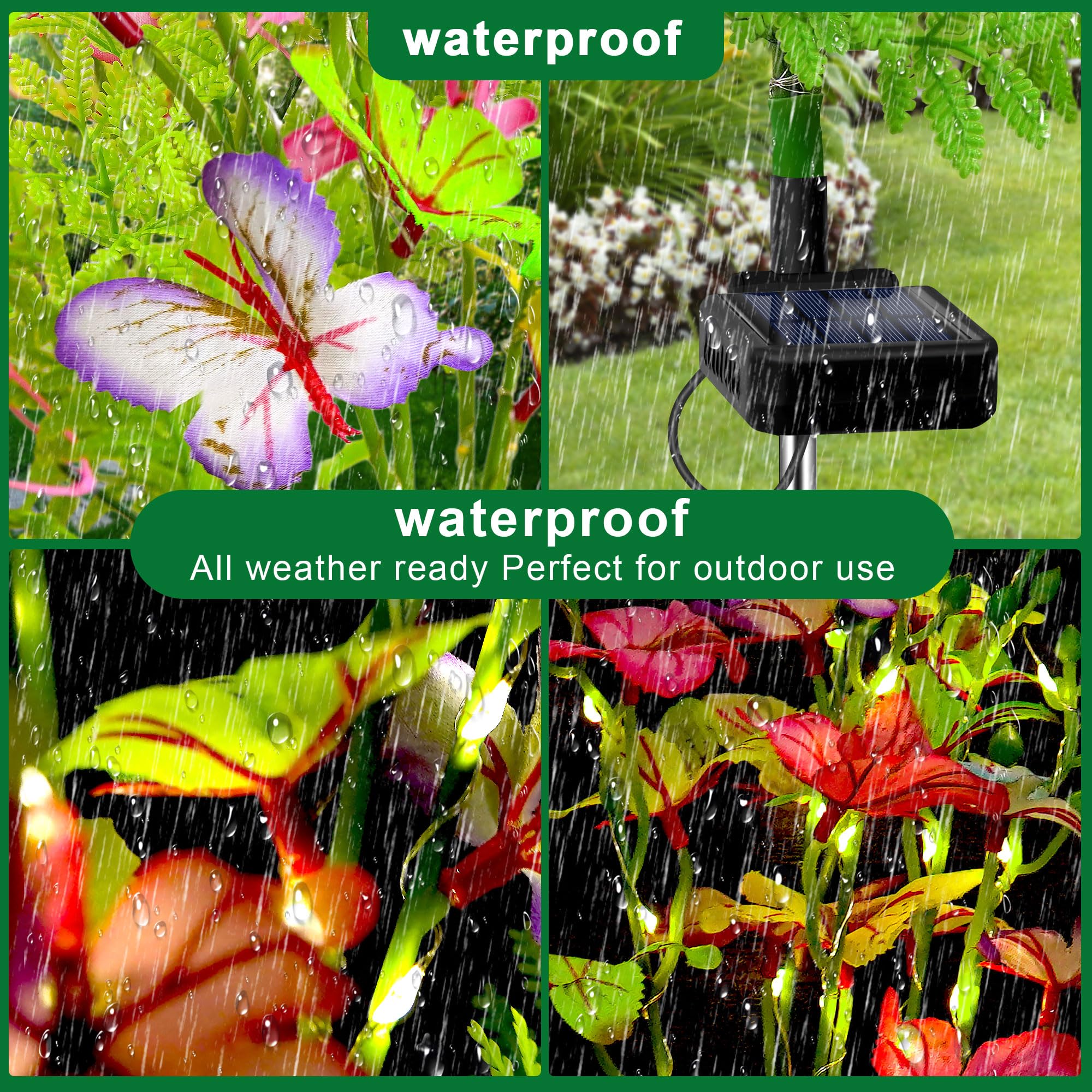 Solar Garden Lights Outdoor Waterproof Butterfly Decor,Solar Swaying Butterfly Lights,Solar Decorative Flowers Stakes For Garden