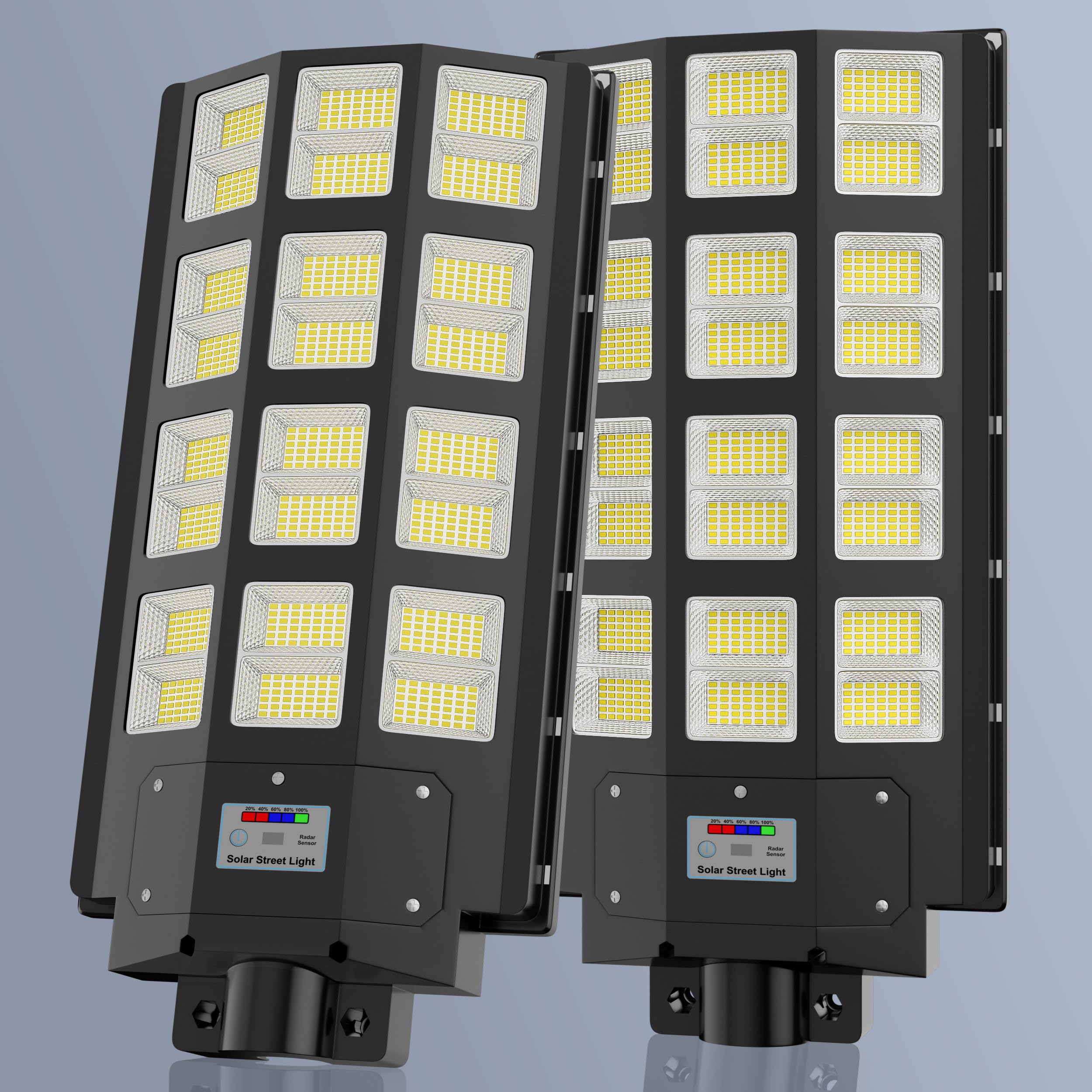 loyoele Solar Street Light 7000W 240000 Lumens with Remote & Motion Sensor, Waterproof IP66, Black, 2-Pack, Model DLT-SL102