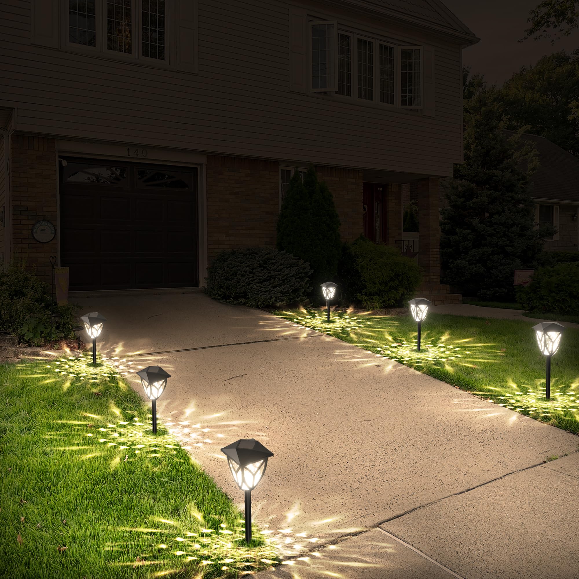 Ensenior 12-Pack Solar Lights Outdoor  16.77 3000K Led Solar Garden Lights For Pathway  Yard  Patio  Walkway  Planter  Waterproof  Energy-Efficient Landscape Lighting