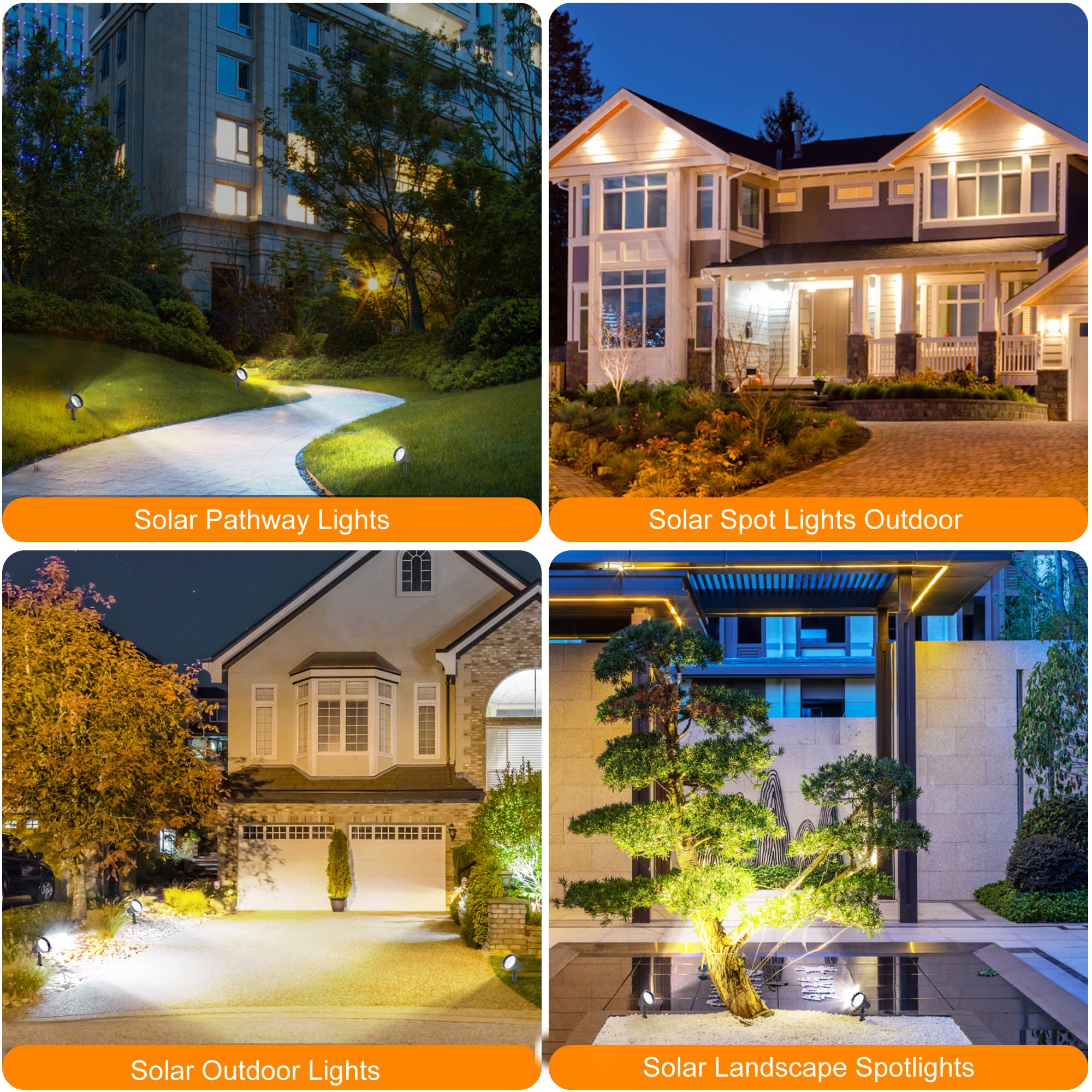 SUNLONG Solar Spotlights - Waterproof LED Security Light, 1x Spot, White, Model RLS015, Automatically Activates at Dusk to Dawn