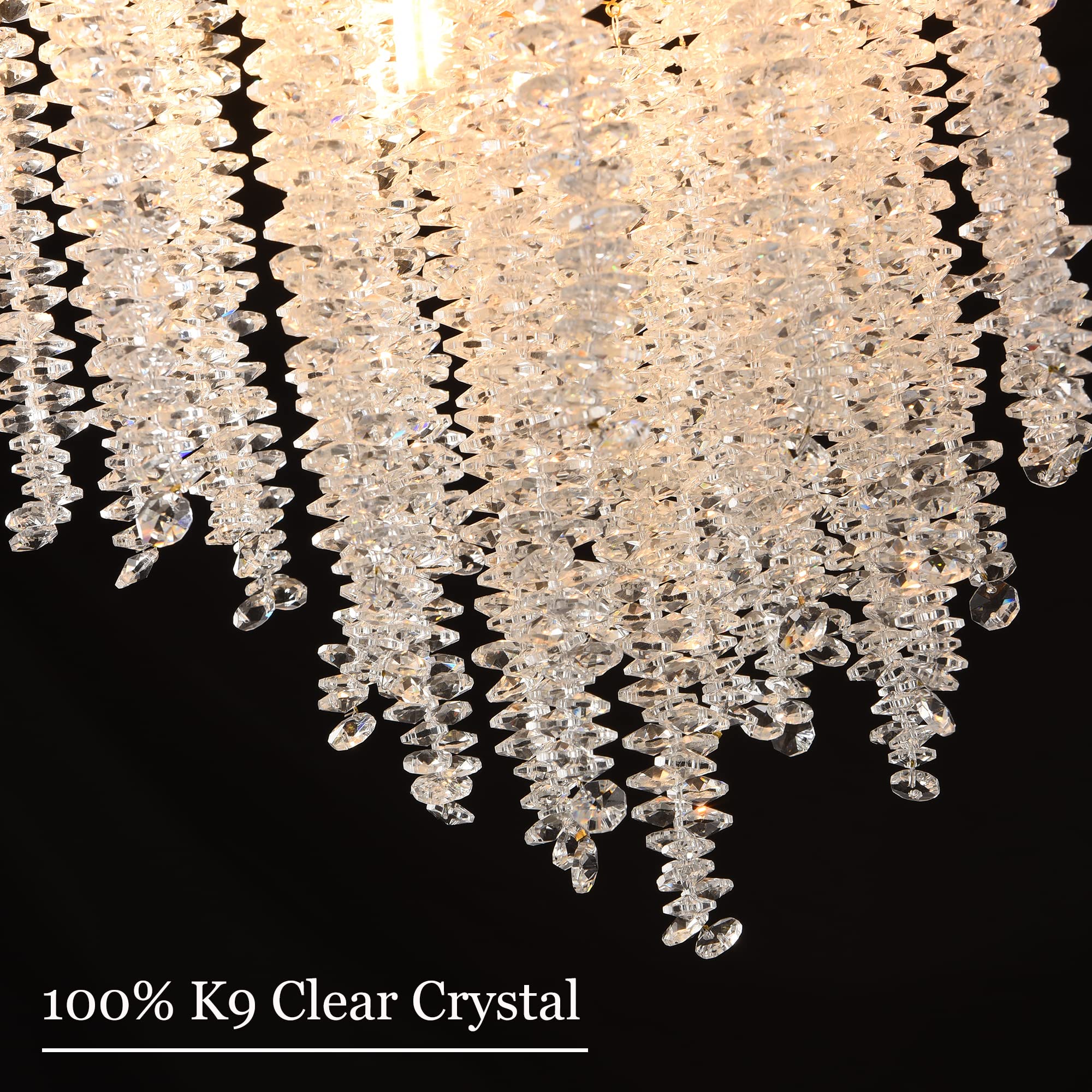 Upfelw Modern Tree Branch Chandelier, D11.8'' Gold Crystal Raindrop Indoor Hanging Pendant Light Fixture For Dining Room Kitchen