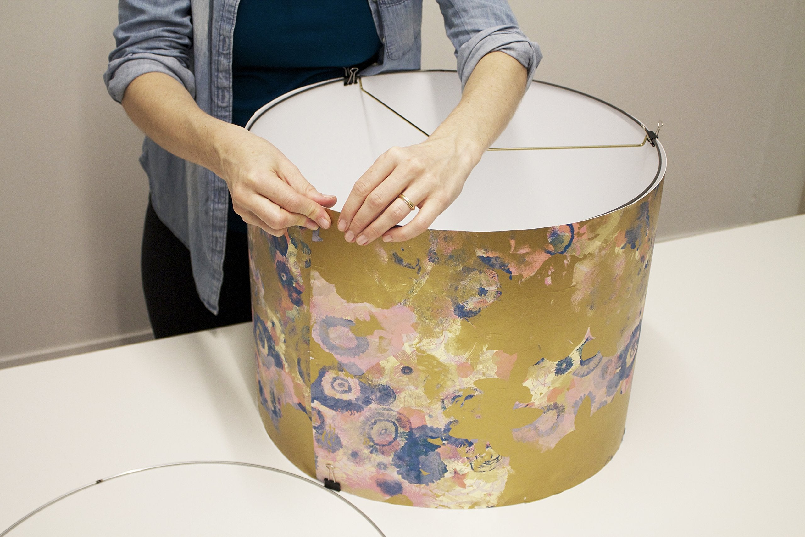 I Like That Lamp Wire Lamp Shade Rings With Us Style Spider Fitter (15Diameter), Includes 2 Galvanized Steel Silver Drum Rings,