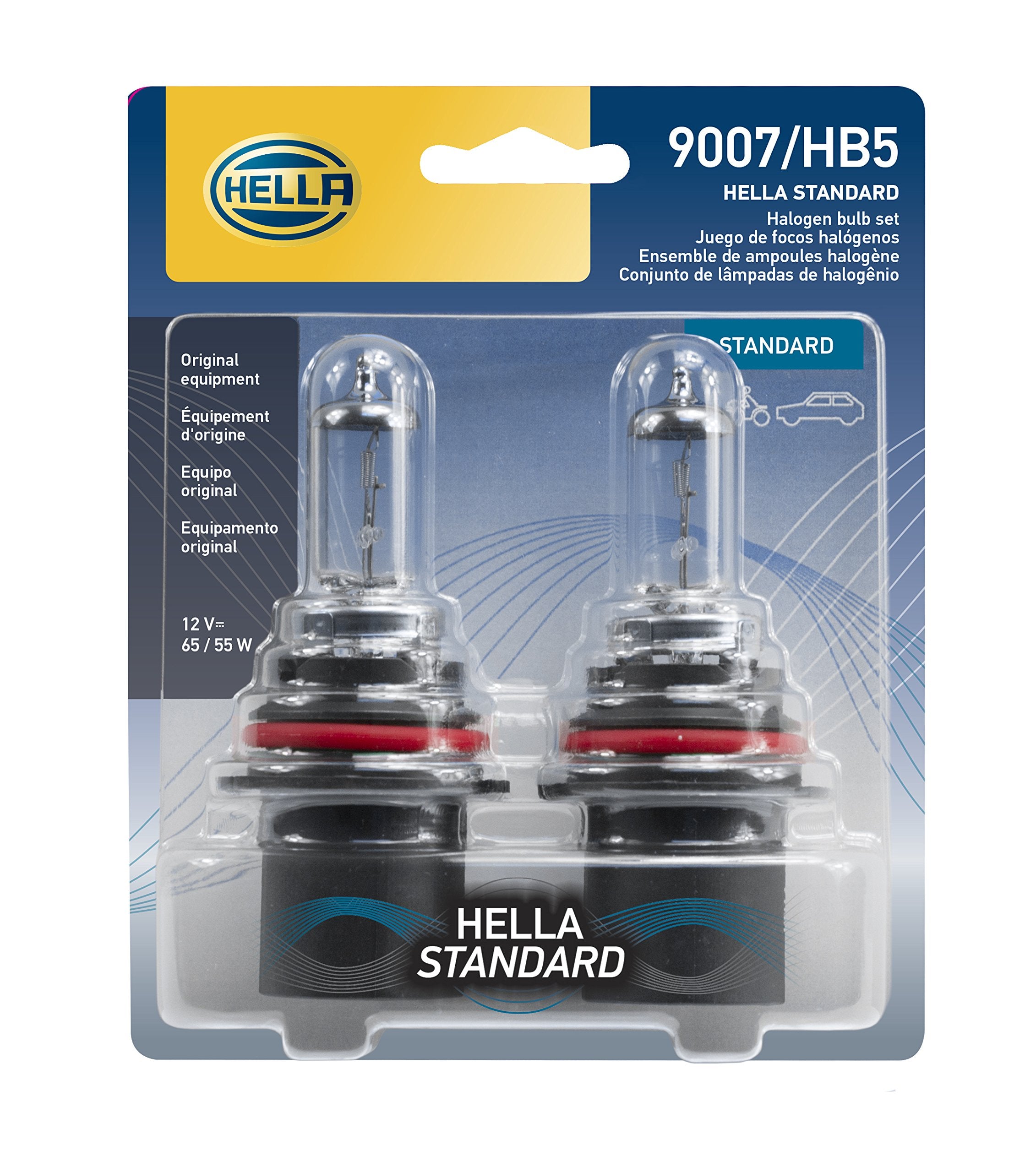 HELLA 9007TB Halogen Bulb 12V 65/55W Twin Blister Pack Standard Size