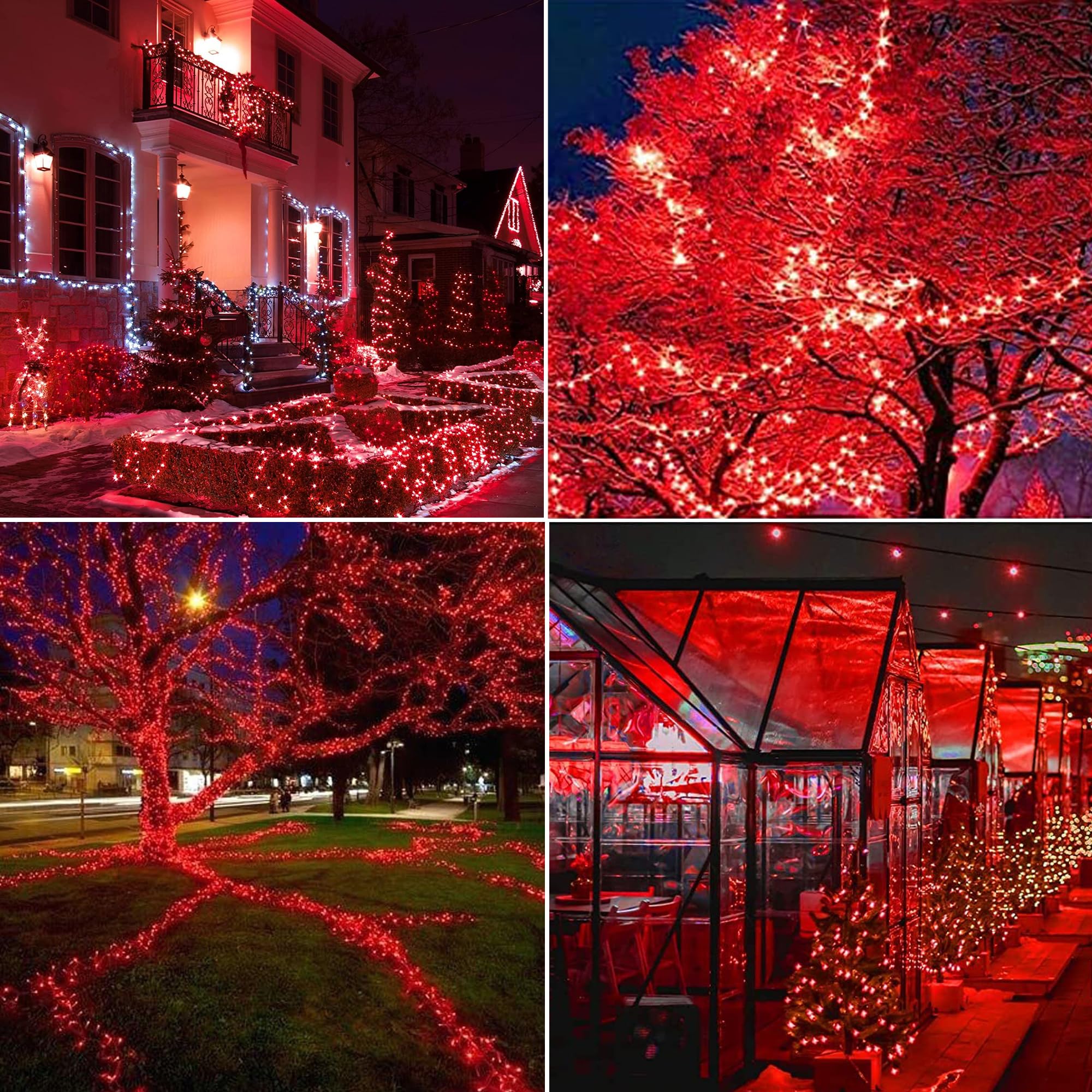 Joomer Solar Christmas Lights Outdoor, 2Pack Total 80Ft 240Led 8 Modes Solar Fairy Lights, Waterproof String Lights For Christmas Decoration (Red)