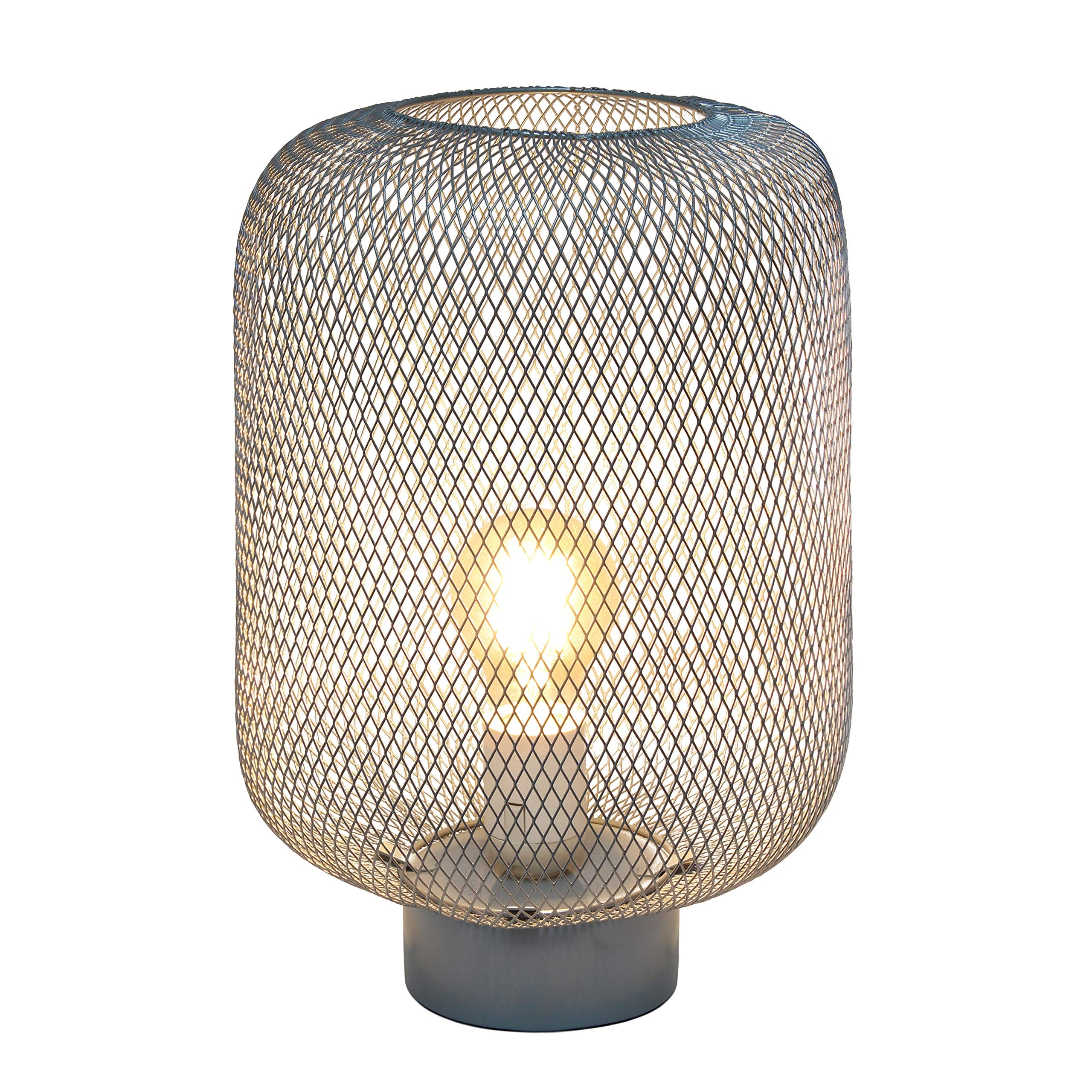 Simple Designs Lt1072-Gry Metal Mesh Industrial Table Lamp, Gray