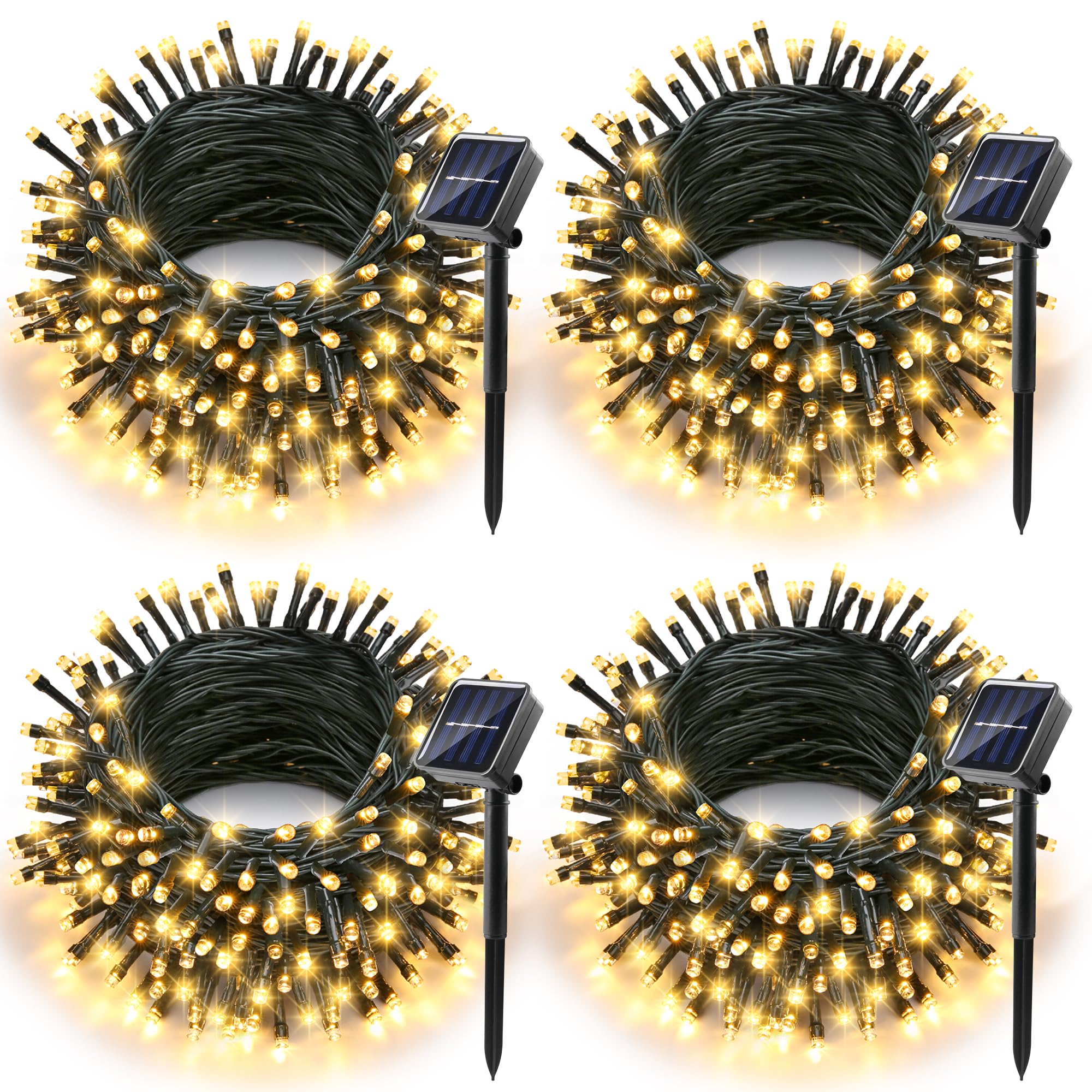 Joomer Solar String Lights, 400LED, 156FT, 8 Lighting Modes, Waterproof Fairy Lights for Garden, Warm White
