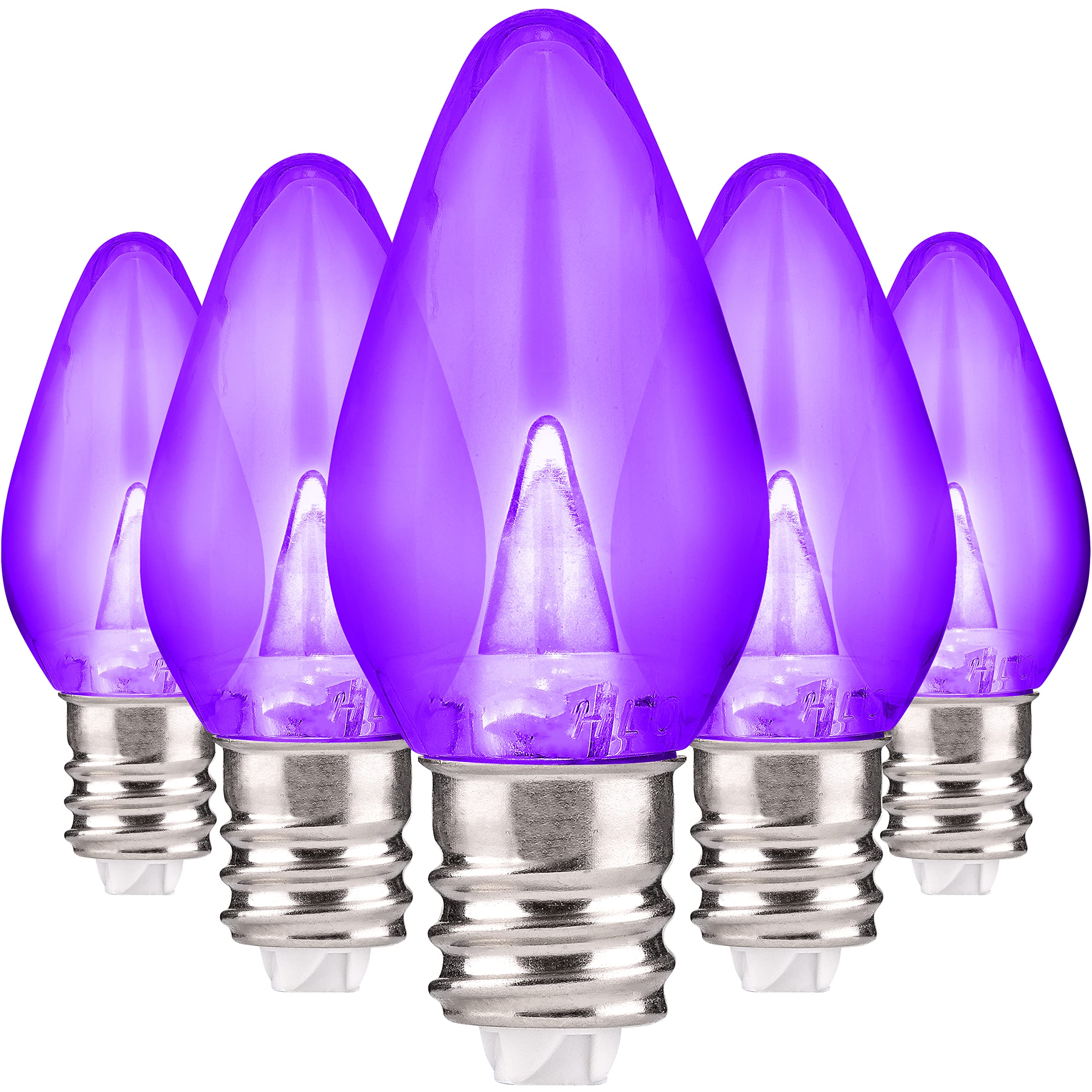 HLO Lighting C7 LED Replacement Bulbs, E12, 0.58W, Purple, Pack of 25, Energy Efficient, Commercial Grade