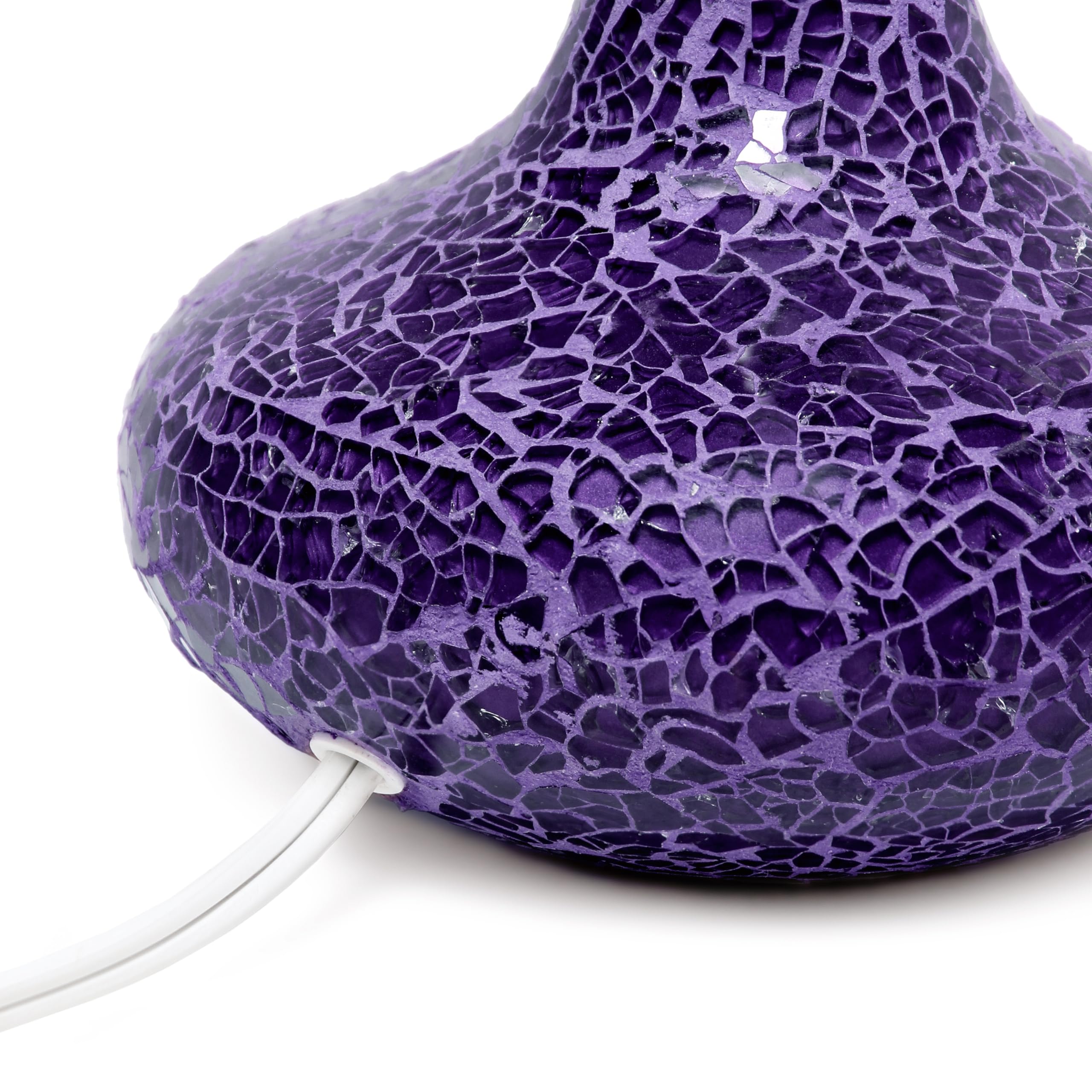 Simple Designs Lt3039-Prp 14.17” Contemporary Mosaic Tiled Glass Genie Standard Table Lamp With Matching Fabric Shade For Home Décor, Bedroom, Living Room, Foyer, Office, Purple