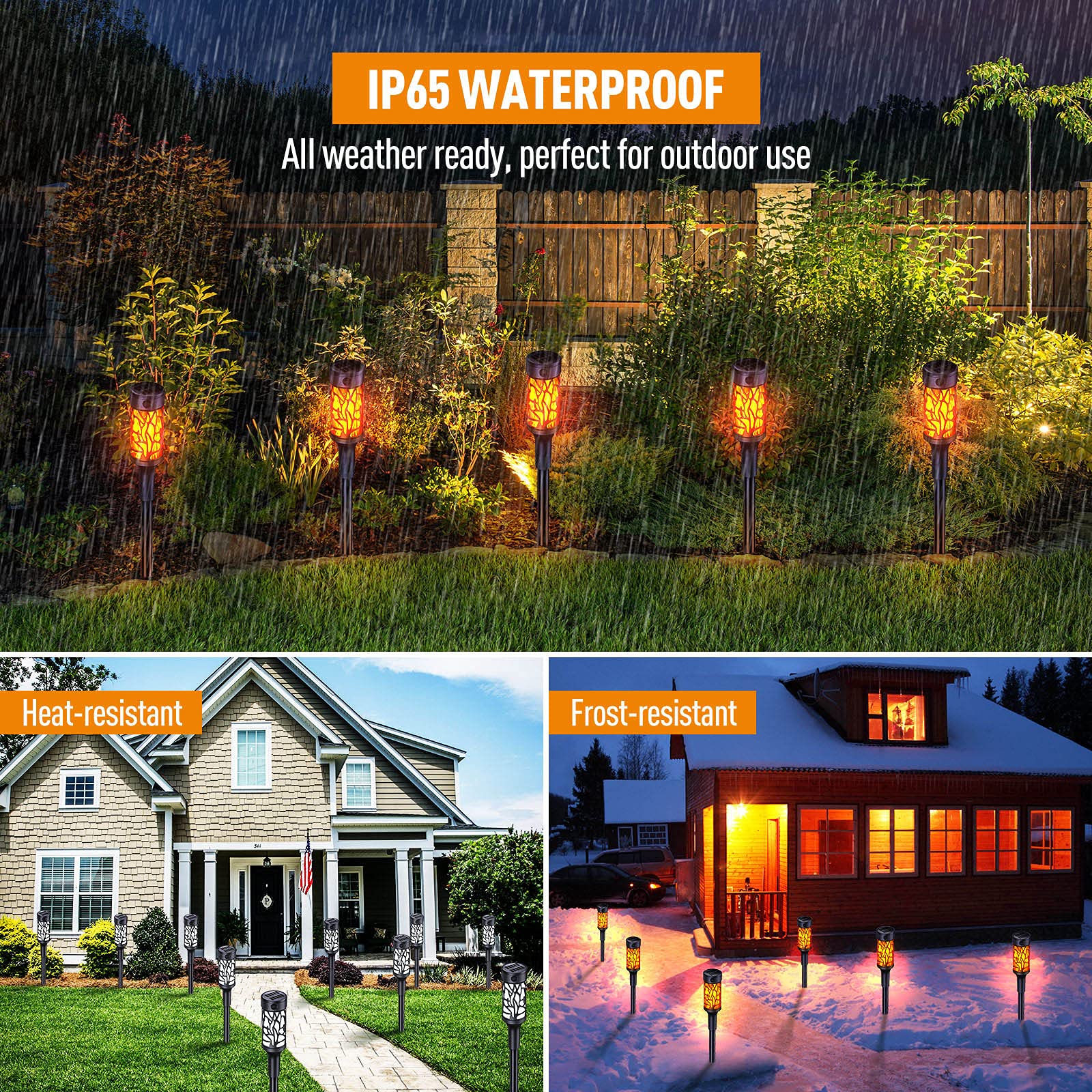 Bonlion 8 Pack Solar Torch Lights - Extra-Bright Dancing Flames For Garden, Waterproof Halloween Decor